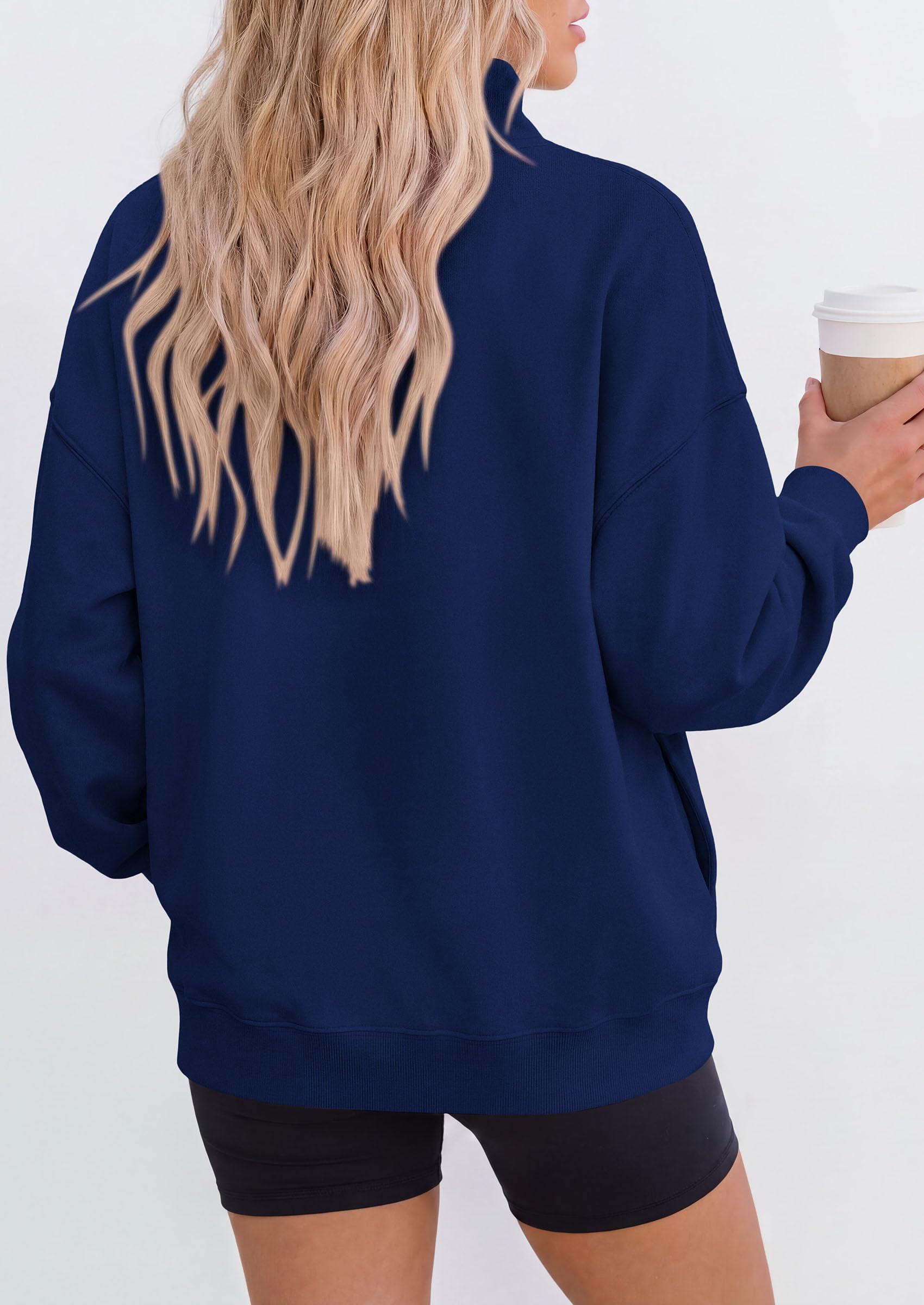 PRETTYGARDEN Womens Mock Neck Sweatshirt Oversized Pullover Loose Fit,Side Pockets,Long Sleeve Drop Shoulder Tops,Casual Lounge Work Travel Airport Outfits,Fall Fashion Winter Clothes