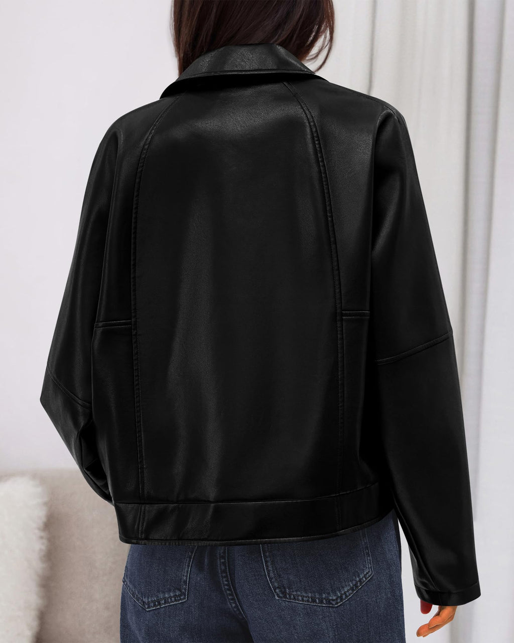 FreshPretty Leather Jacket Women Fall Clothes Long Sleeve Button Down Winter Coats Oversized Motorcycle Outwear