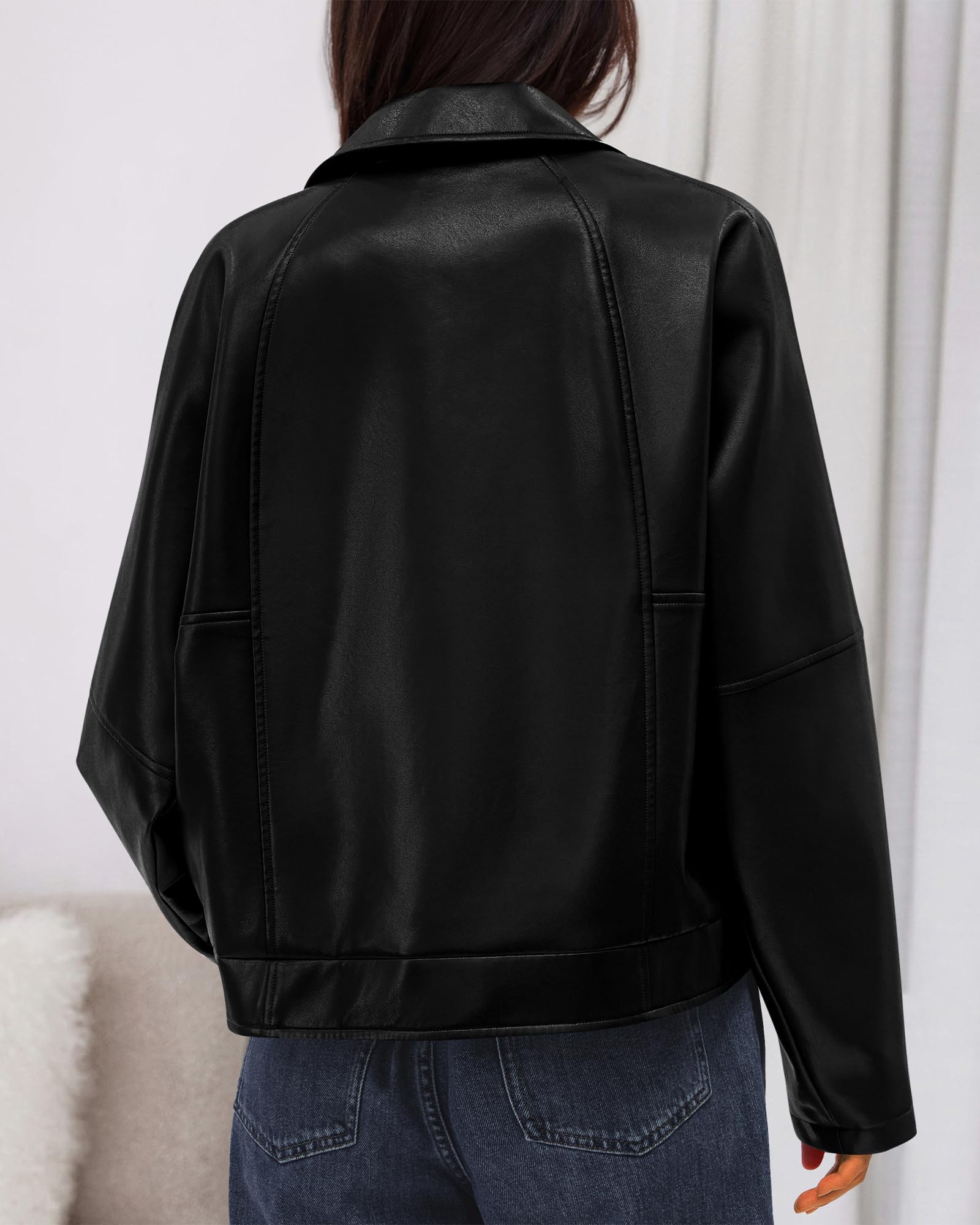 FreshPretty Leather Jacket Women Fall Clothes Long Sleeve Button Down Winter Coats Oversized Motorcycle Outwear