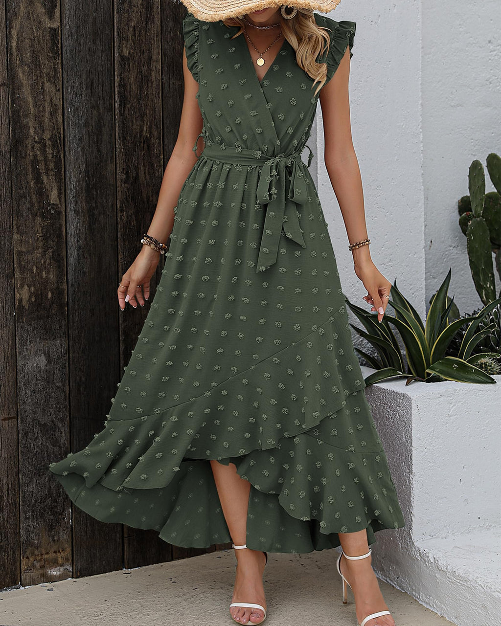 BTFBM Boho Dresses for Women Spring Fashion Cap Sleeve Swiss Dot Flowy Ruffle Beach Wedding Cocktail Maxi Dress
