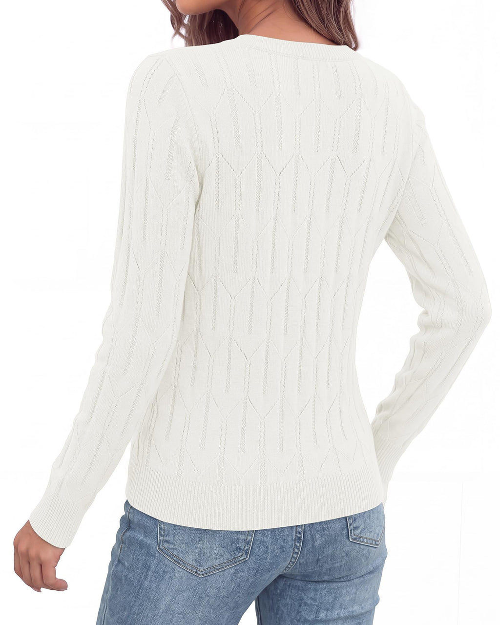 BTFBM Womens Sweaters Long Sleeve Crewneck Pullover Tops Dressy Casual Lightweight Knit Sweater,Small Hollow Out Boho Shirts, Fall Fashion,Winter Layer Basic Clothes,Business Casual Outfits