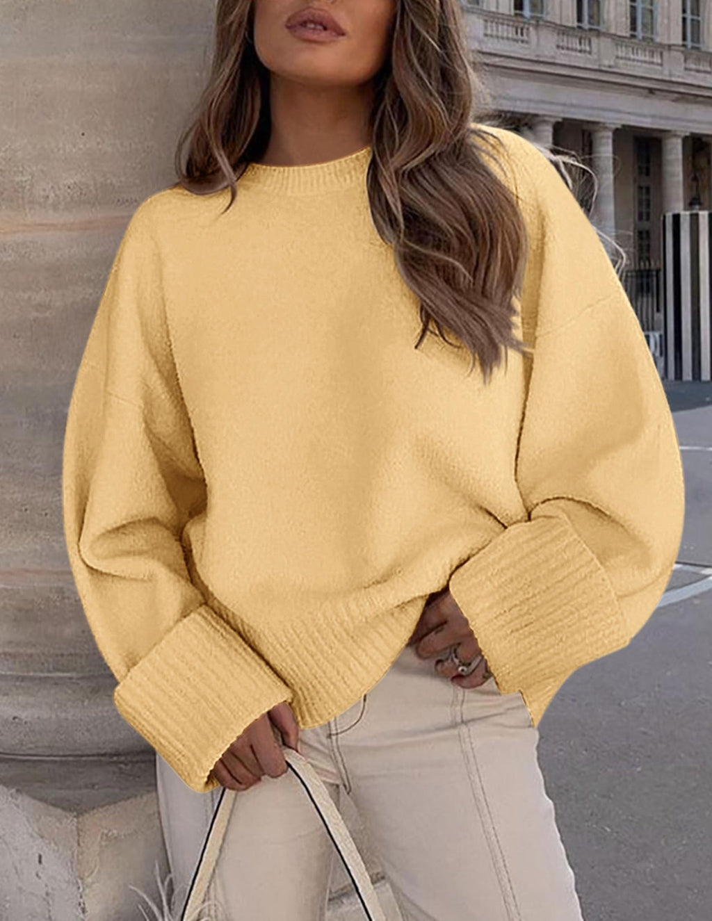 PRETTYGARDEN Women's Fall Oversized Sweaters Casual Crewneck Pullover Long Sleeve Fuzzy Chunky Knit Tops Blouse