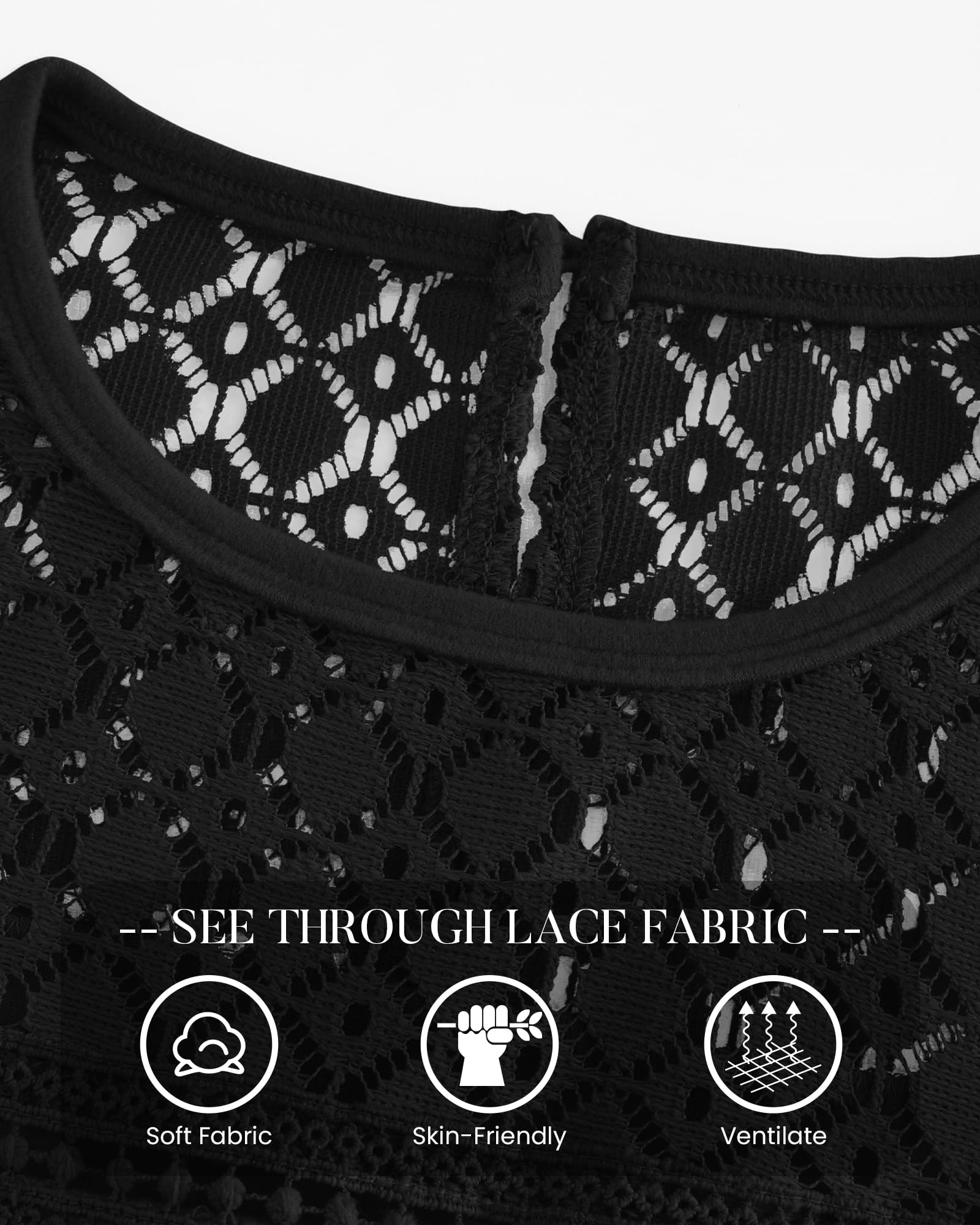 FreshPretty Lace Long Sleeve Shirts Womens Tops Dressy Casual Knit Boho Lightweight Blouses Winter Clothing Fall Fashion