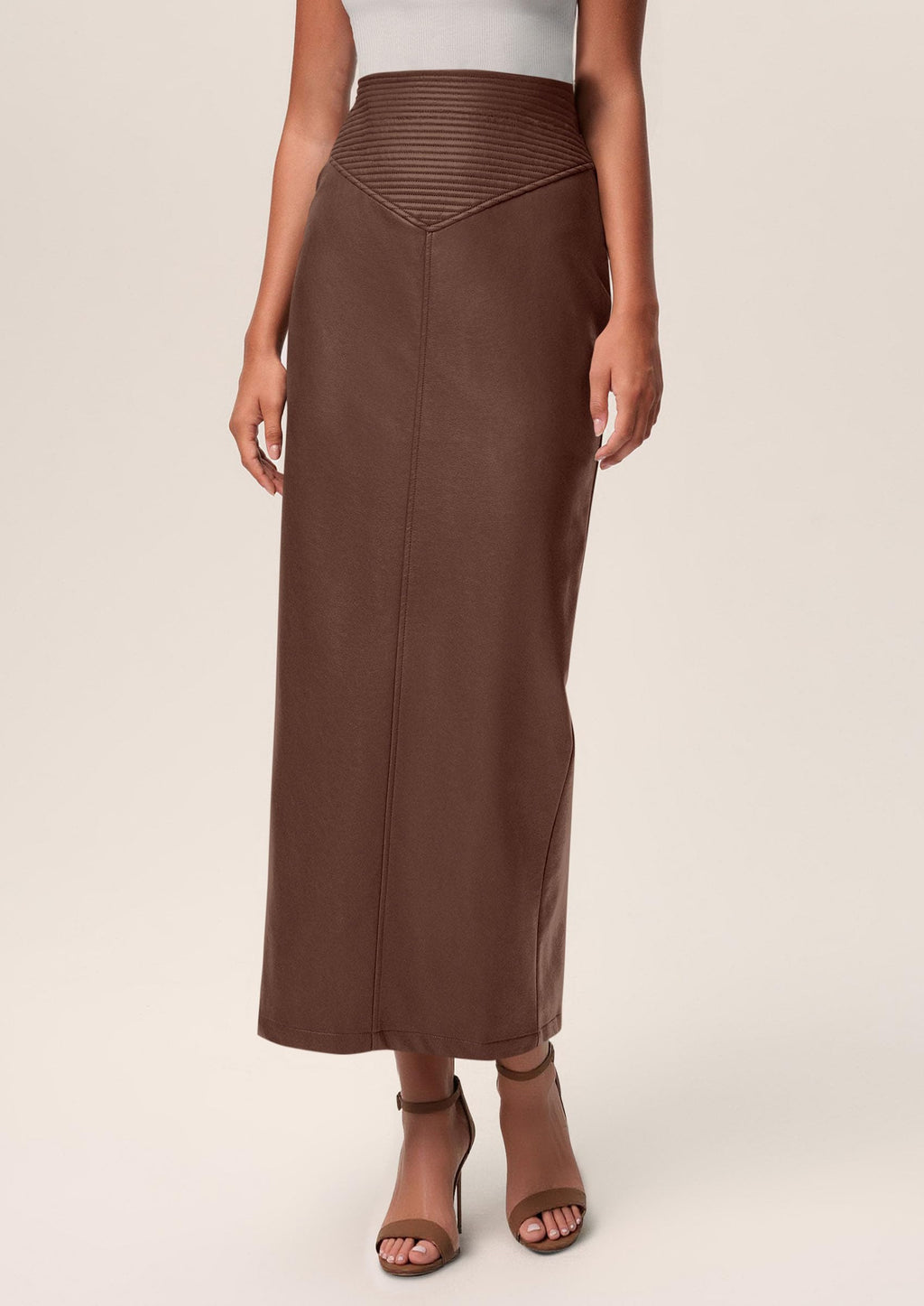PRETTYGARDEN Long Skirts for Women Fall Fashion Clothing Faux Leather High Waist Dressy Casual Slit Pencil Maxi Skirt