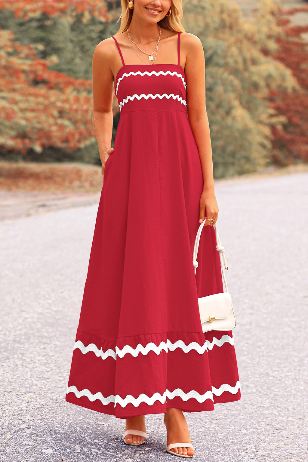 PRETTYGARDEN Women's Summer Flowy Maxi Dress Casual Sleeveless Spaghetti Strap Ruffle Beach Long Dresses