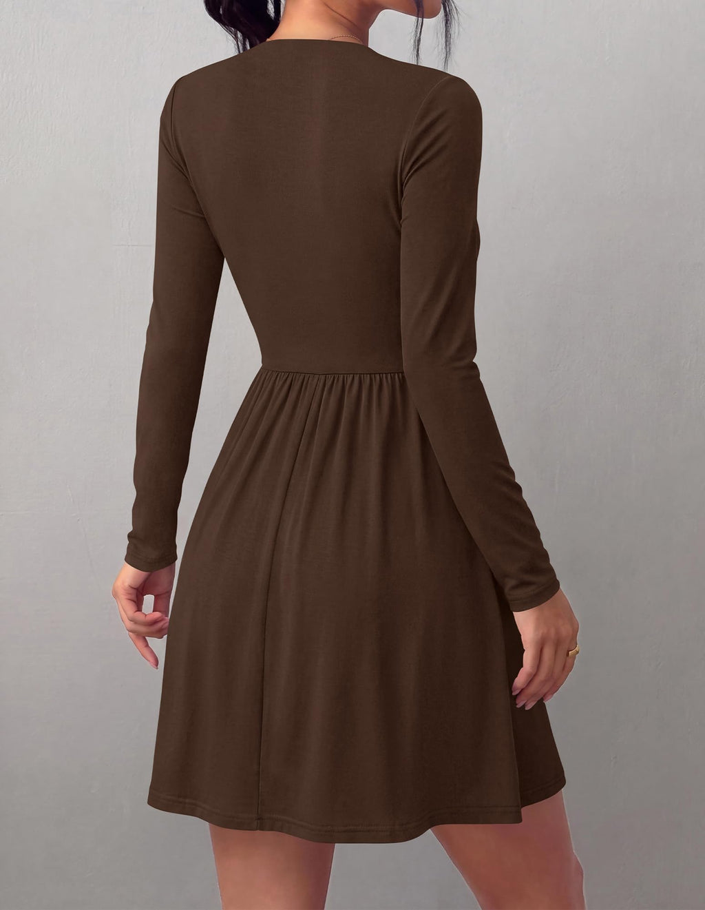 BTFBM Long Sleeve Dresses for Women Mock Neck A Line Flowy Mini Dress Swing Pleated Hem,Cocktail Party Club Holiday Going Out Outfits,Dressy Casual Winter,Trendy Early Fall Fashion Clothing