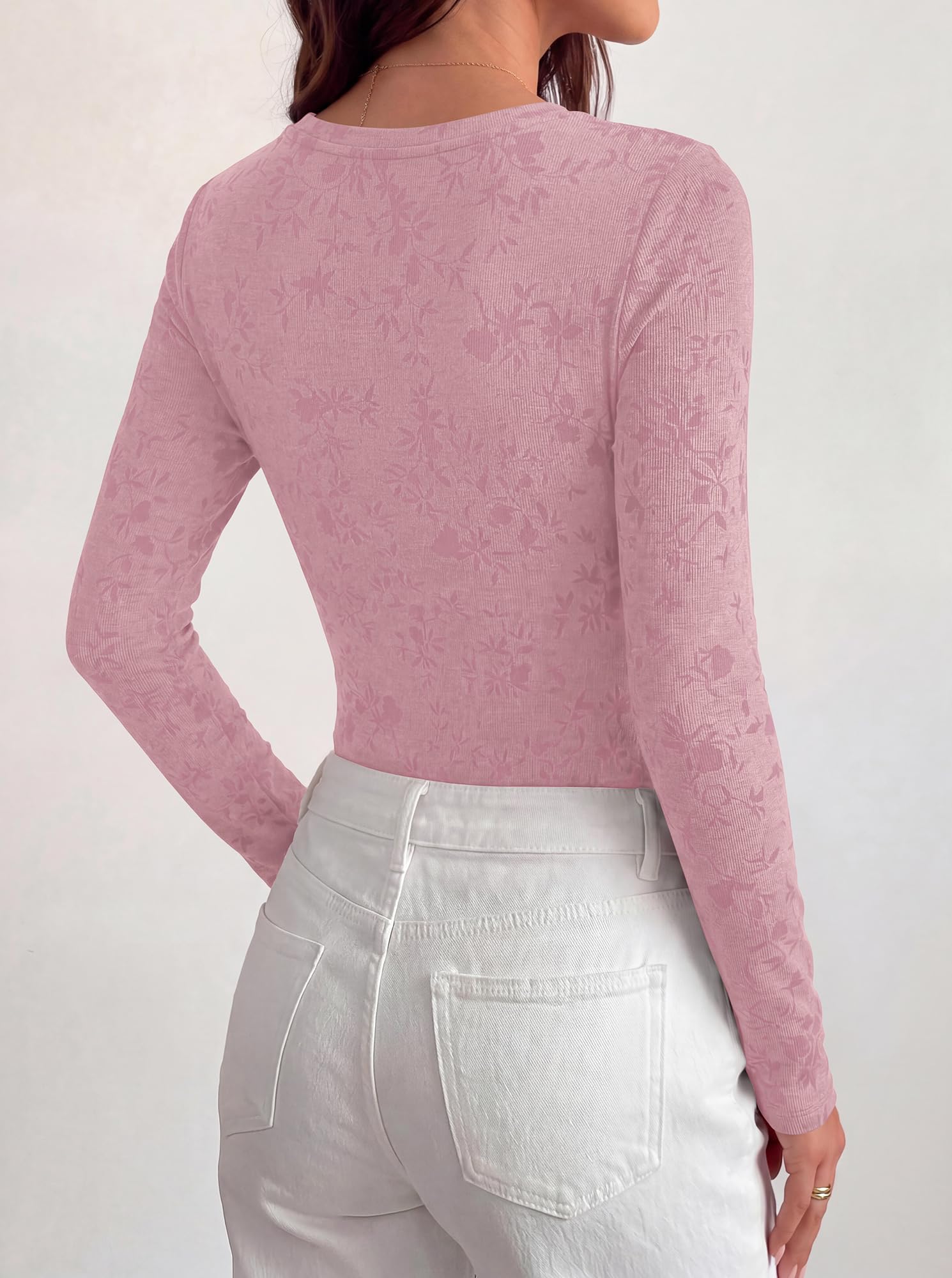 BTFBM Women's Long Sleeve Scoop Neck Shirts Floral Tops | Casual Women Fall Clothes, Ribbed Slim Fitted T-Shirts, y2k Fashion Clothing, Concert Going Out Top, Club Date Night Outfits