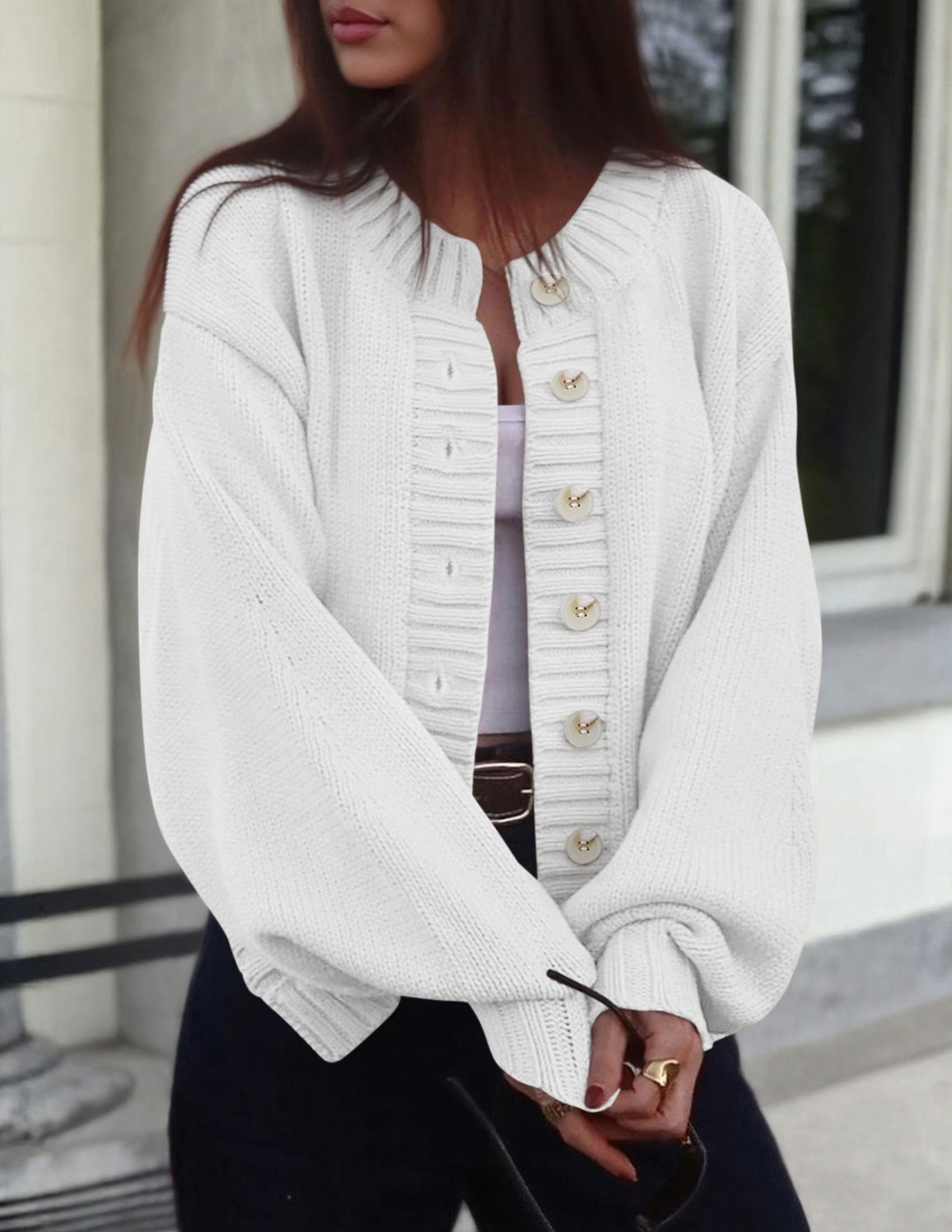 PRETTYGARDEN Women's Winter Cardigan Sweaters Trendy Chunky Knit Long Sleeve Button Up Casual Warm Fall Jackets Coats