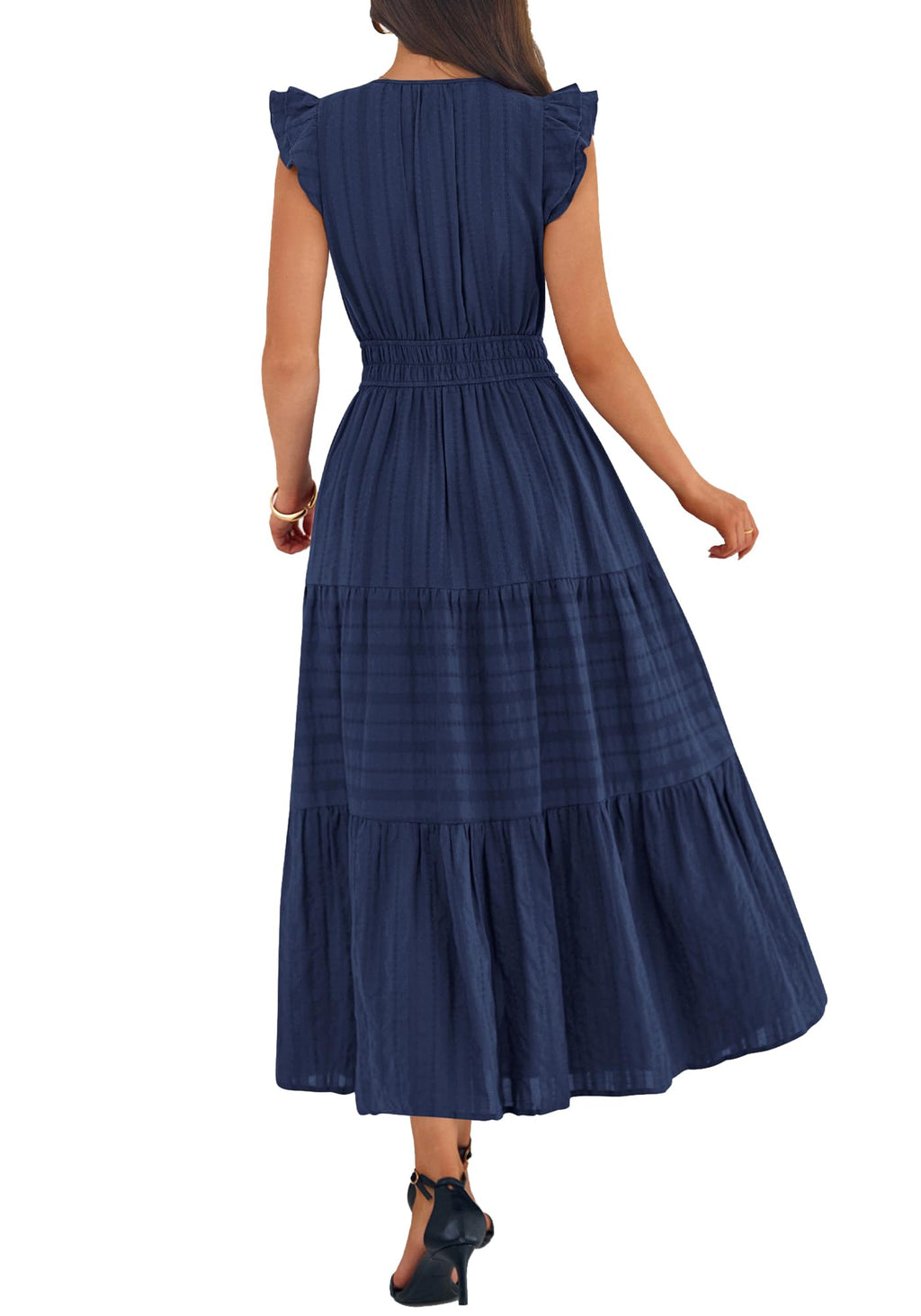 BTFBM Womens Summer Maxi Dress  Spring Boho Vacation Ruffle Flutter Short Sleeve A Line Tiered Flowy Dresses Pockets