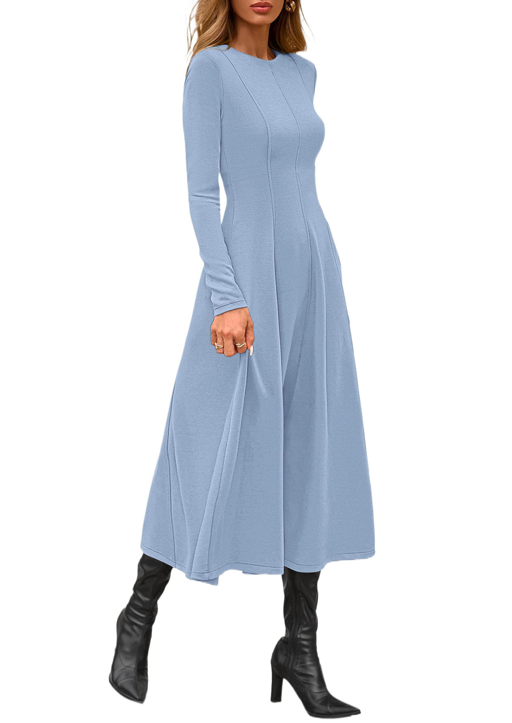PRETTYGARDEN Cocktail Dresses for Women  Elegant Classy Fall Long Sleeve Midi A Line Flowy Modest Winter Party Dress