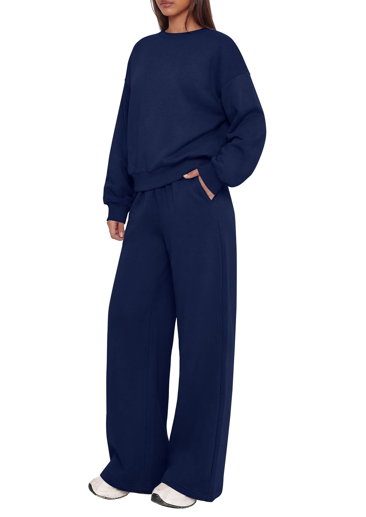 PRETTYGARDEN 2 Piece Lounge Sets for Women Casual Sweatsuits | Soft Fleece Lining,Crew Neck Oversized Sweatshirt & Wide Leg Pants,Workout Airport Matching Set Tracksuit,Fall Winter Outfits