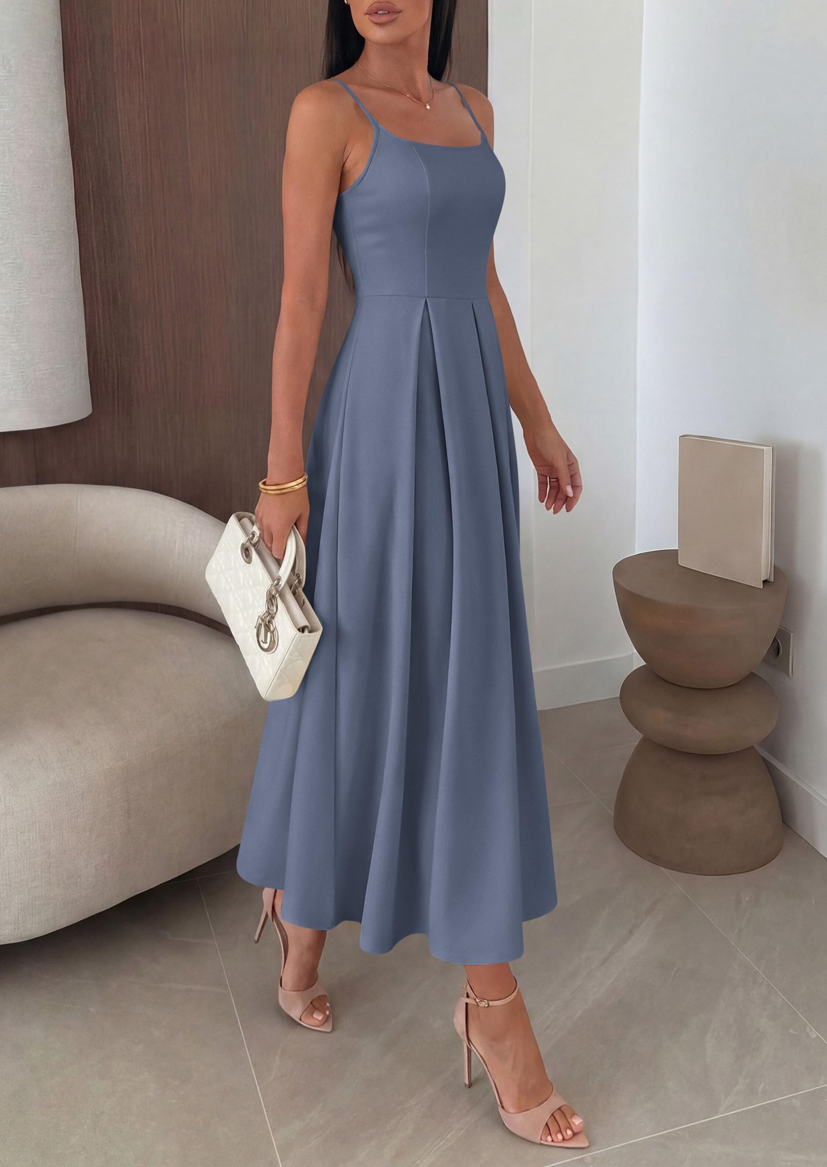 PRETTYGARDEN Cocktail Dresses for Women  Spring Elegant Ruffle A Line Long Flowy Summer Formal Wedding Guest Maxi Dress
