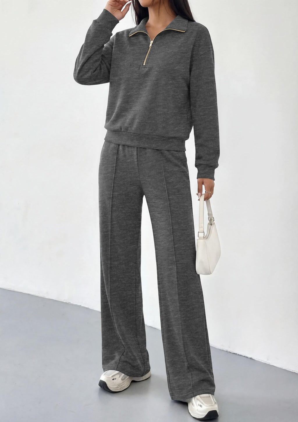 PRETTYGARDEN Women's Lounge Sets 2 Piece Outfits Sweatsuits | Half Zip Pullover Sweatshirts, Wide Leg Pants Pockets, Matching Workout Tracksuits, Airport Travel Resort Wear, Fall Clothes