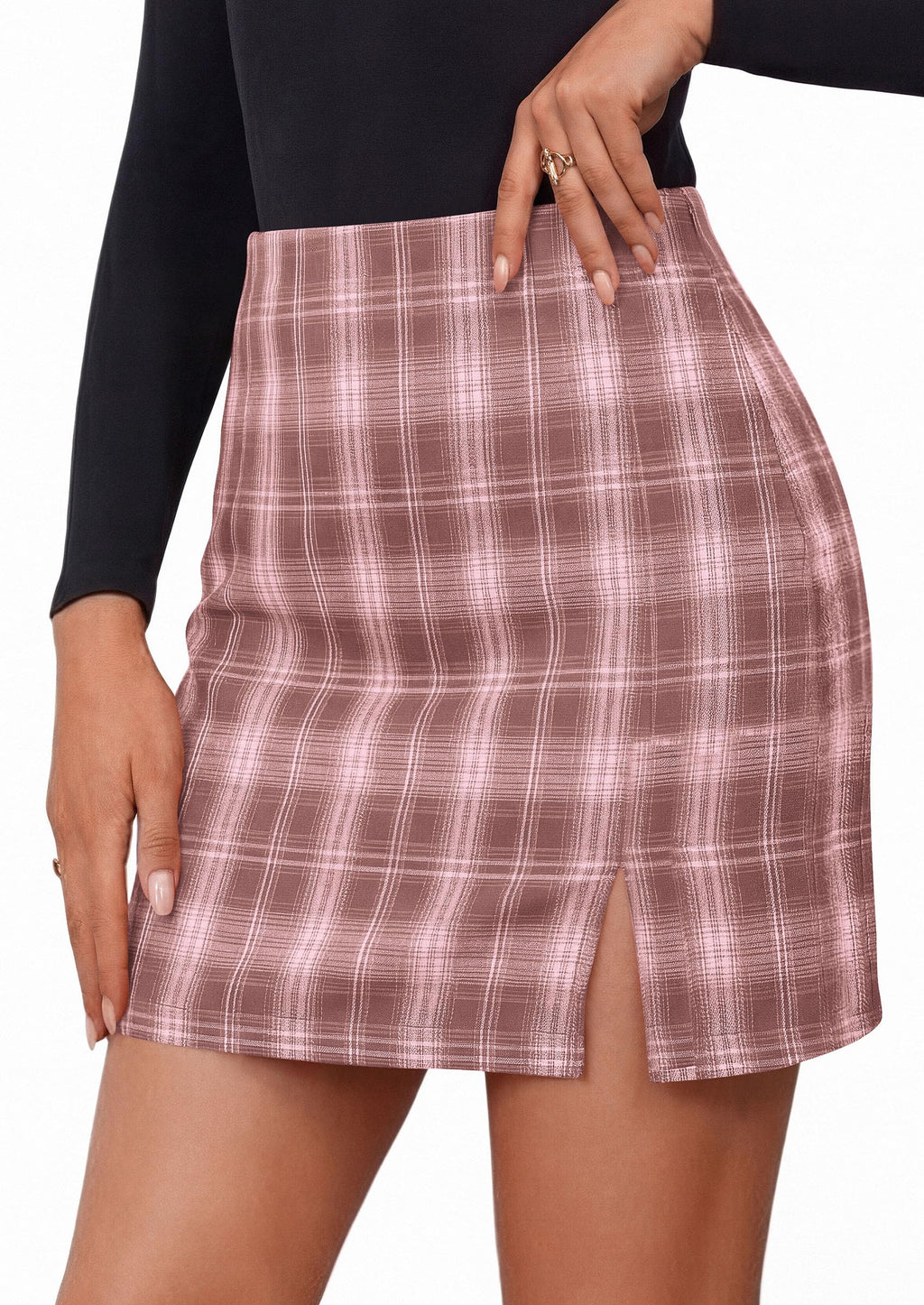 PRETTYGARDEN Women's Plaid Mini Bodycon Pencil Skirts Fall