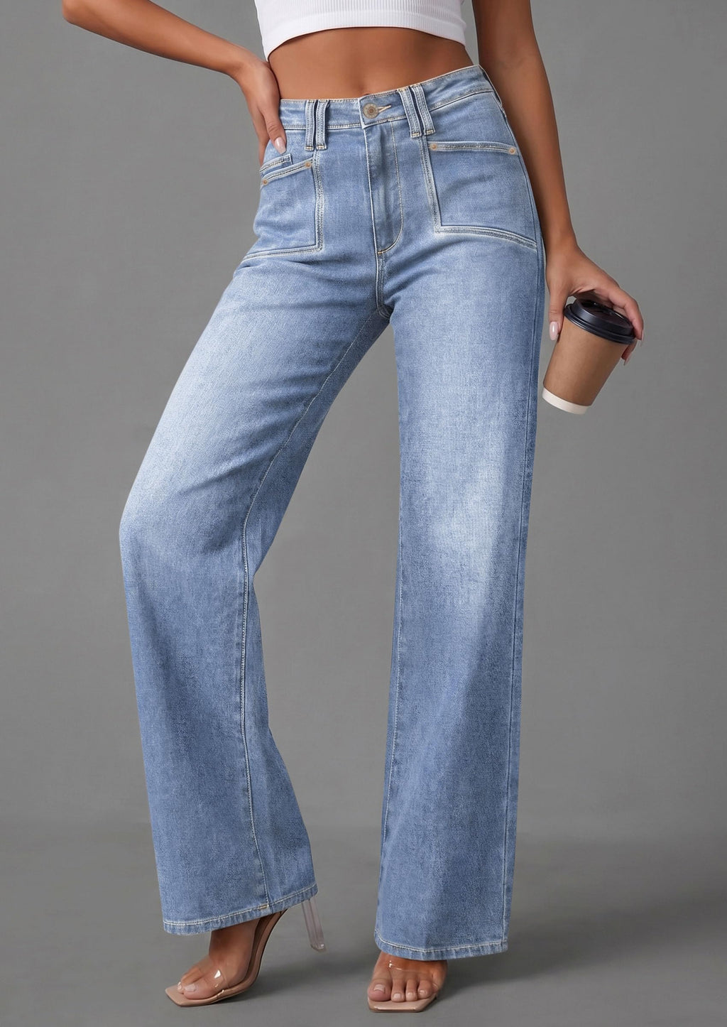 PRETTYGARDEN High Waisted Wide Leg Jeans for Women 2026 Trendy | Classic Straight Baggy Fit, Stretchy Denim Pants with Pockets, Casual Daily Work Going Out, All Season Wear