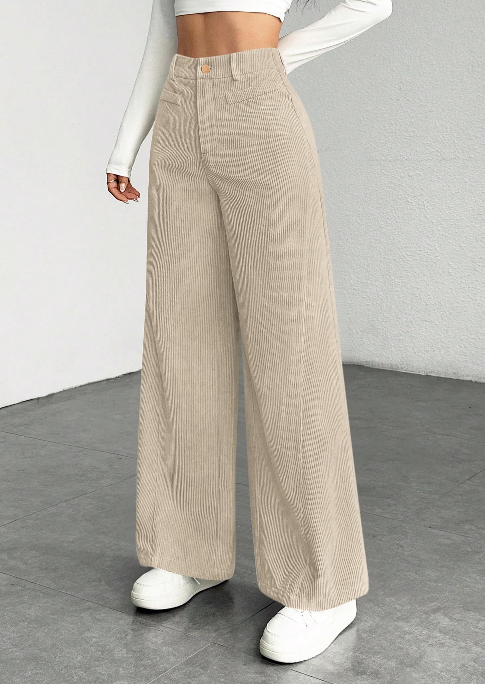 PRETTYGARDEN Women's High Waisted Corduroy Pants Casual
