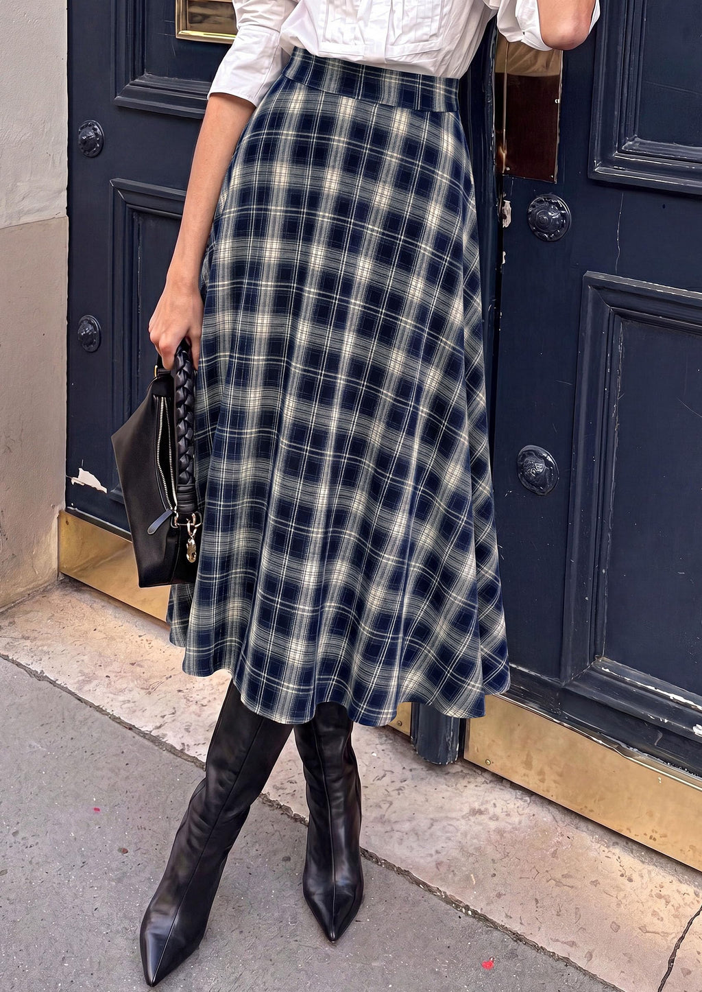 PRETTYGARDEN Women's Plaid High Waisted A-Line Midi Skirts