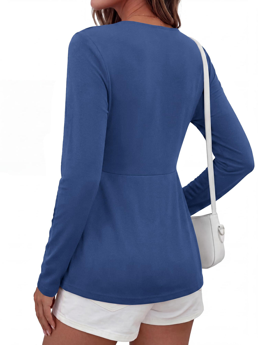 BTFBM Babydoll Tops for Women Fall Clothes Long Sleeve Shirts Peplum Top Twist Front Empire Waist V Neck Shirts, Fashion Clothing, Dressy Casual Blouses, Daily Wear Going Out Date Night Outfits