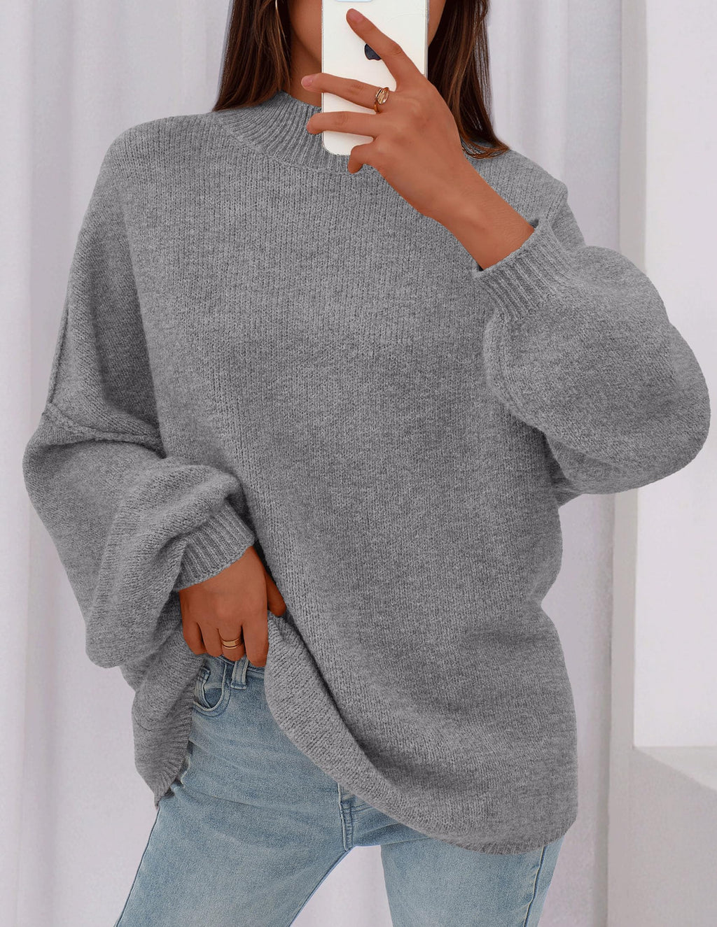 PRETTYGARDEN Women's 2026 Fall Oversized Sweaters Chunky Knit Mock Neck Long Sleeve Casual Trendy Pullover Winter Clothes
