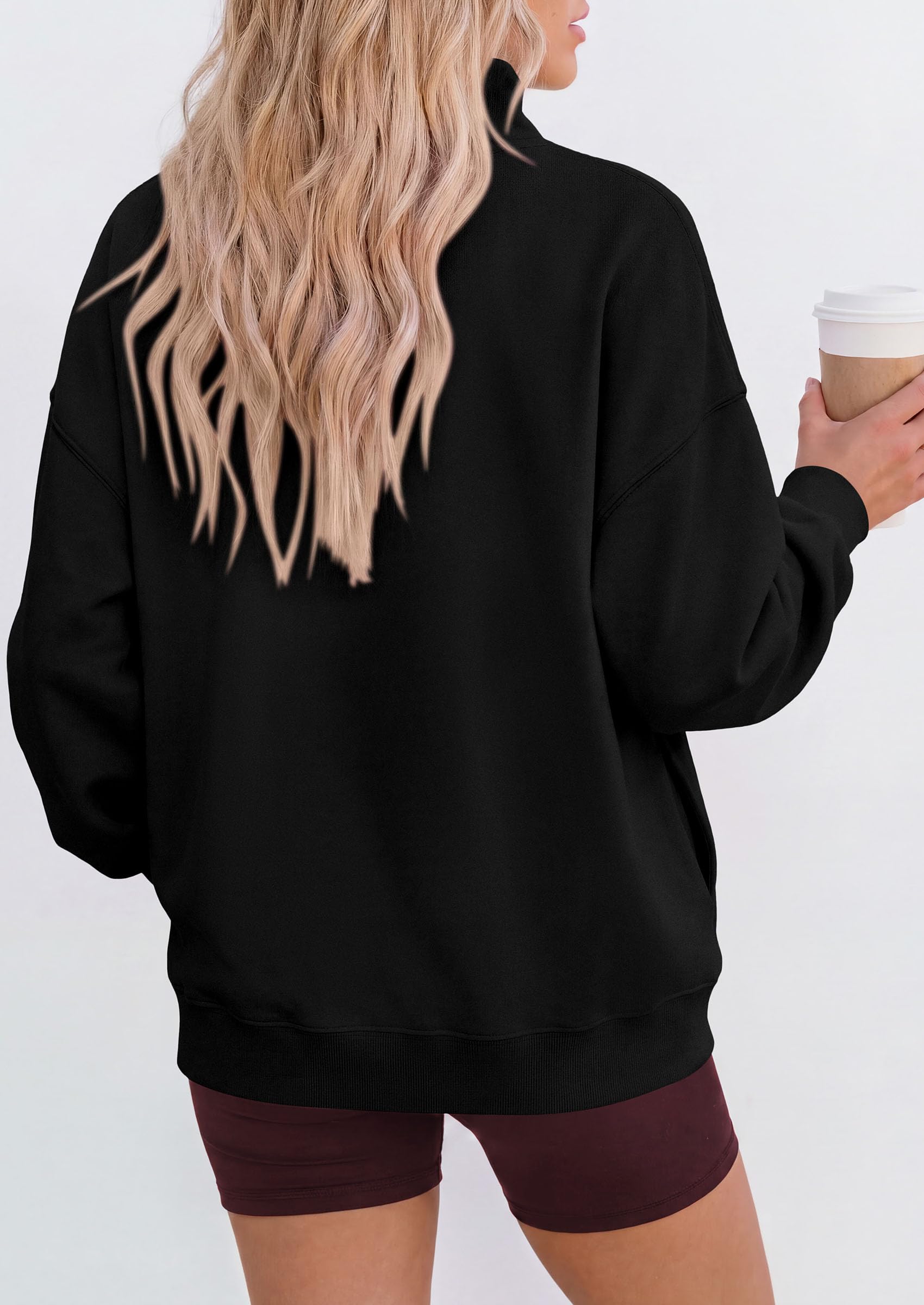 PRETTYGARDEN Womens Mock Neck Sweatshirt Oversized Pullover Loose Fit,Side Pockets,Long Sleeve Drop Shoulder Tops,Casual Lounge Work Travel Airport Outfits,Fall Fashion Winter Clothes