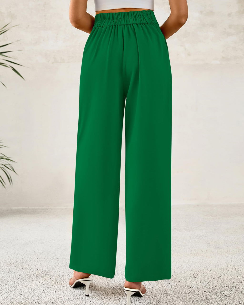 BTFBM Women Wide Leg Dress Pants High Waisted Button Pleated Business Casual Trousers Office Work Palazzo Pants