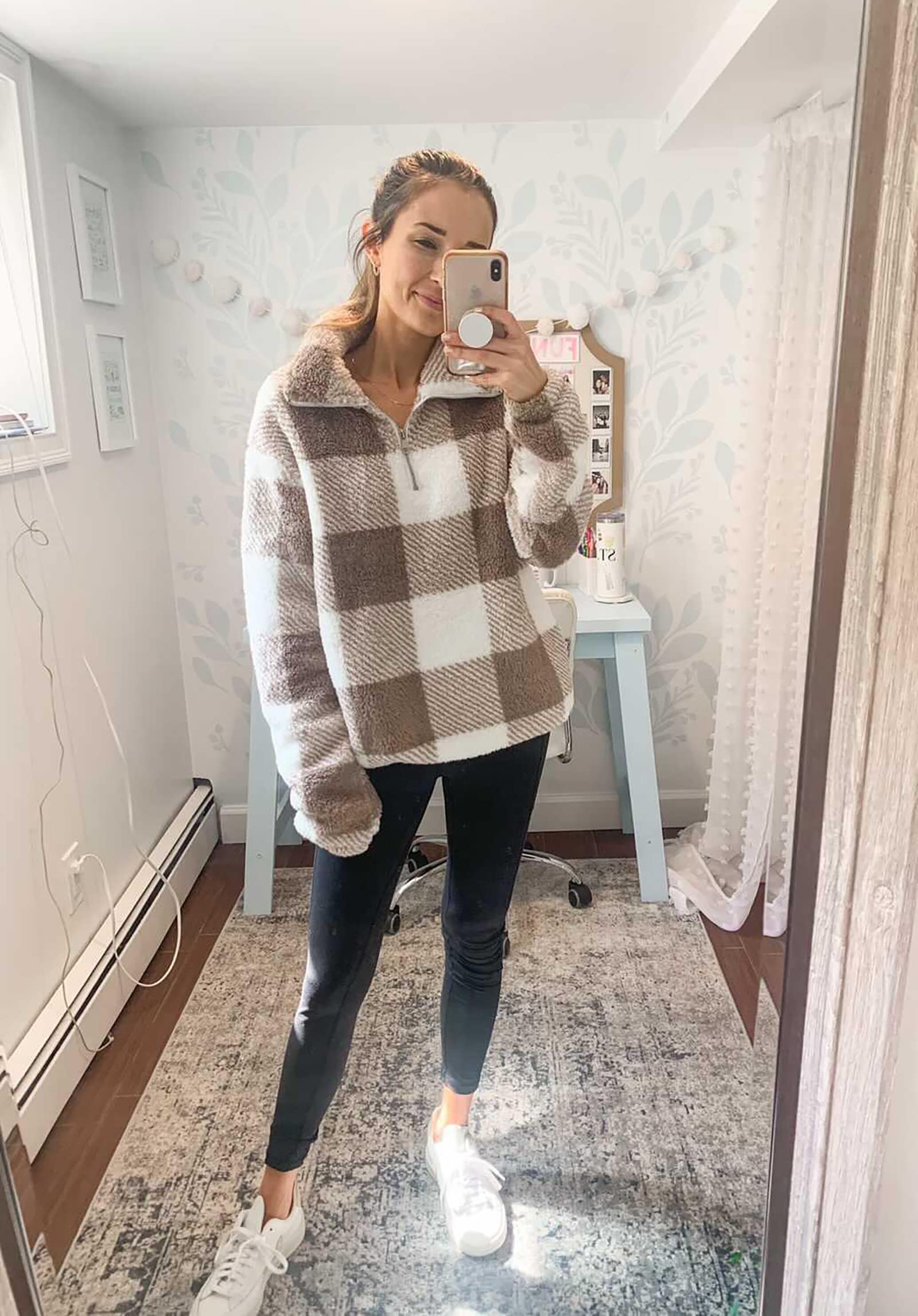 BTFBM Womens Sweatshirt Sherpa Quarter Zip Pullover Fall Winter Long Sleeve Fleece Sweaters Hoodies Sweatshirts Clothes