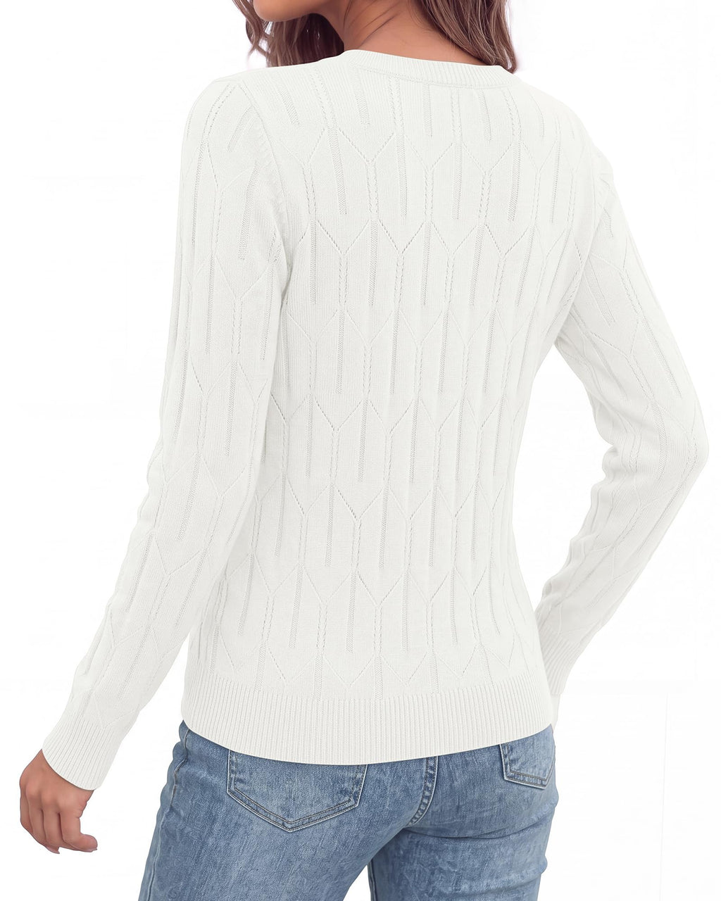 BTFBM Womens Sweaters Long Sleeve Crewneck Pullover Tops Dressy Casual Lightweight Knit Sweater,Small Hollow Out Boho Shirts, Fall Fashion,Winter Layer Basic Clothes,Business Casual Outfits