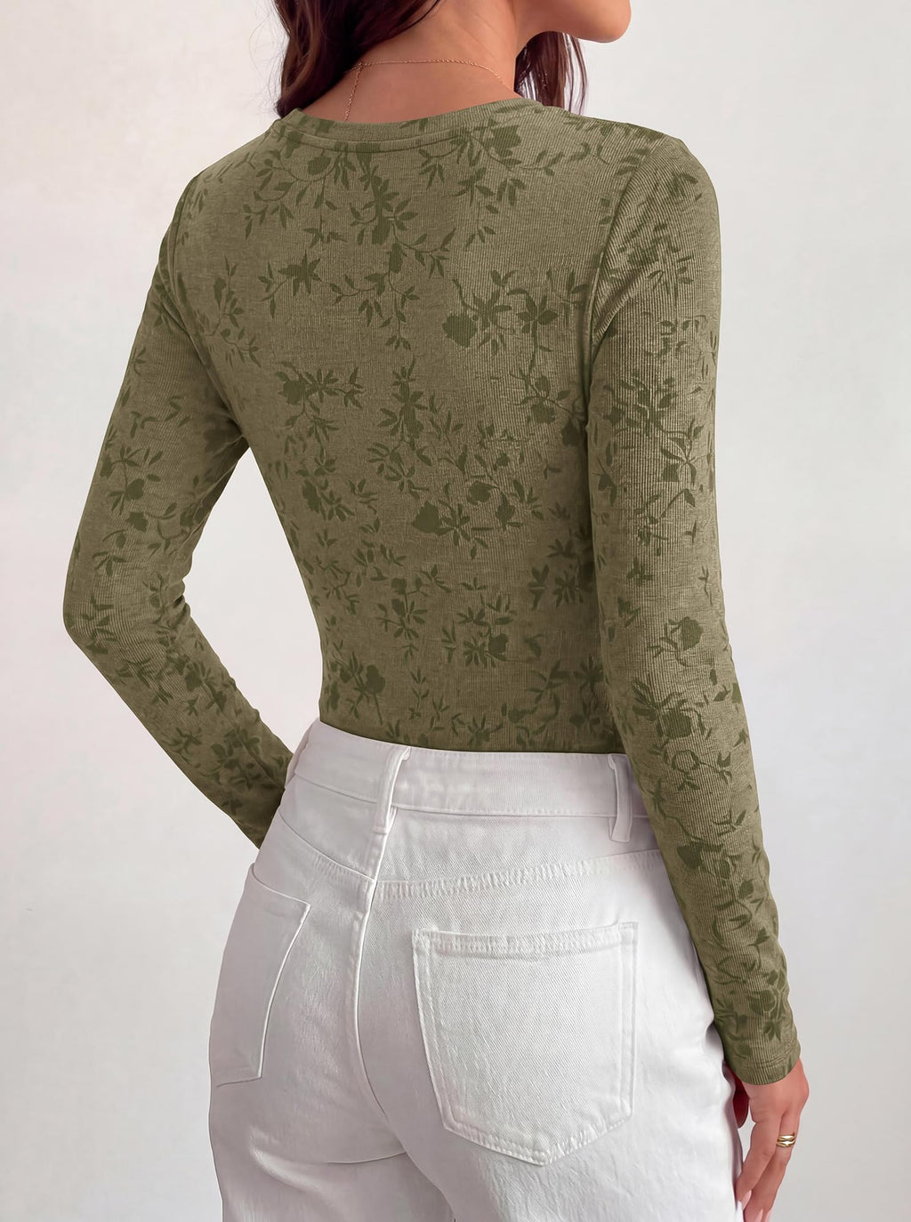 BTFBM Women's Long Sleeve Scoop Neck Shirts Floral Tops | Casual Women Fall Clothes, Ribbed Slim Fitted T-Shirts, y2k Fashion Clothing, Concert Going Out Top, Club Date Night Outfits