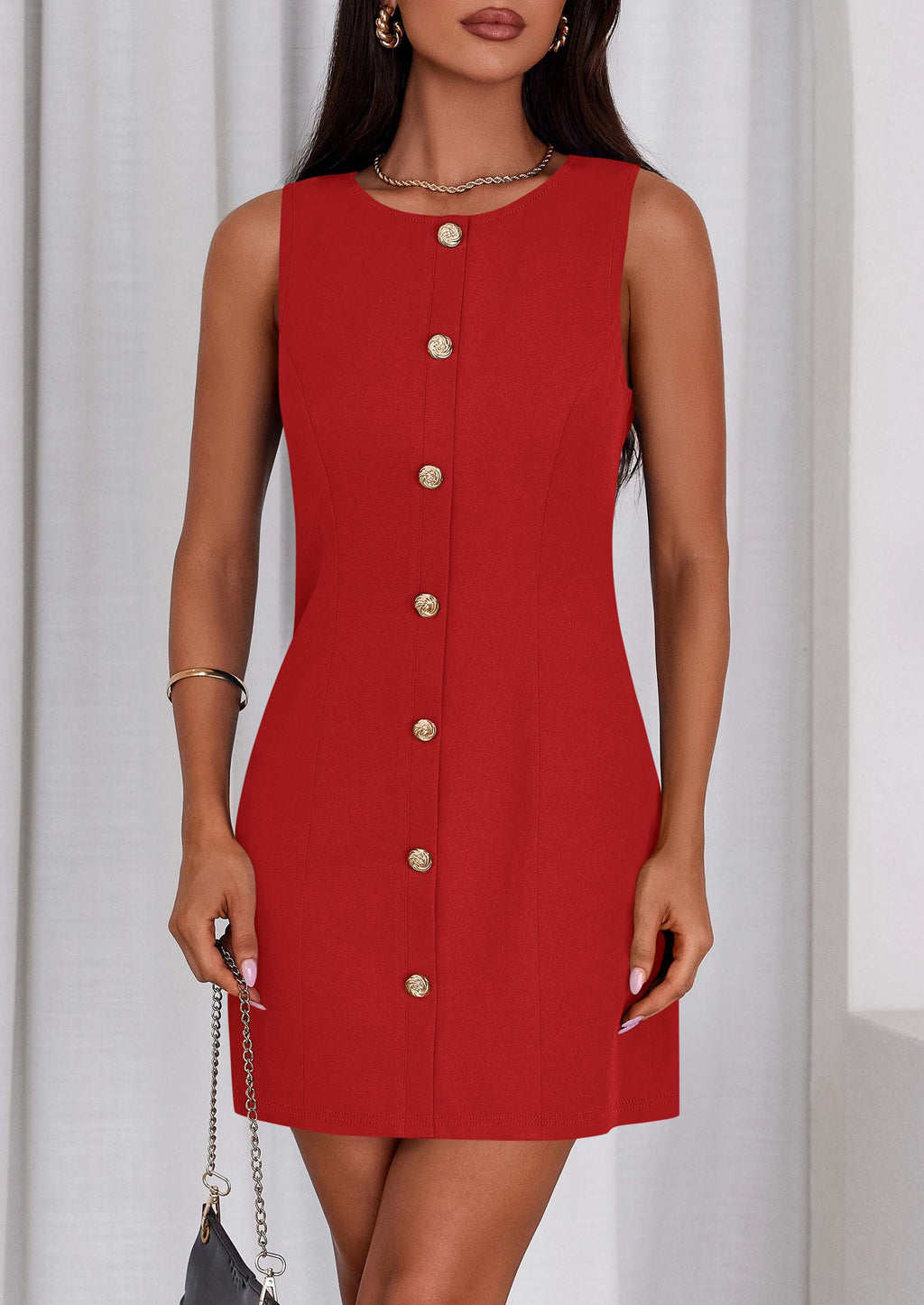 PRETTYGARDEN Work Dresses for Women  Summer Business Formal Short Dress Sleeveless Button Down Elegant Office Outfits