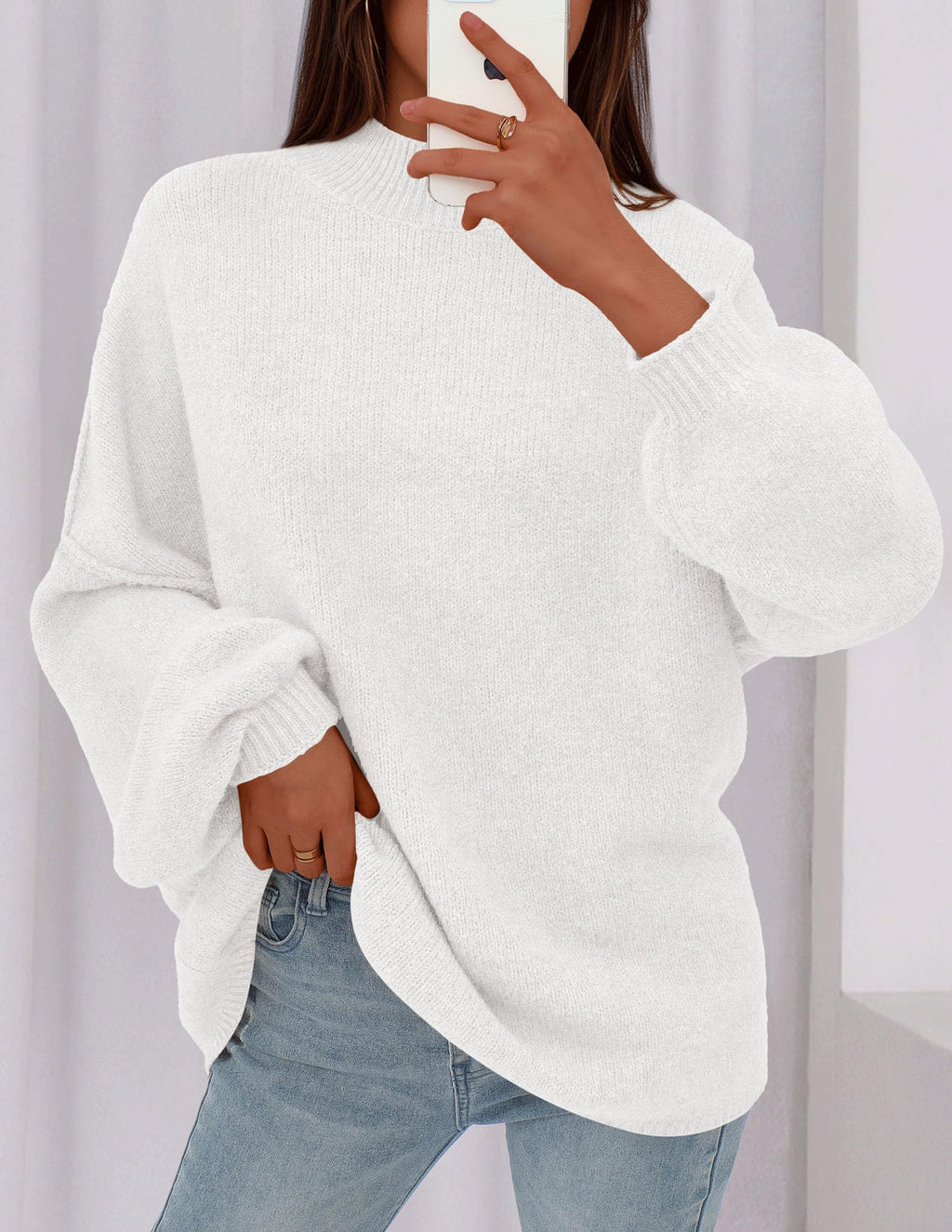 PRETTYGARDEN Women's 2026 Fall Oversized Sweaters Chunky Knit Mock Neck Long Sleeve Casual Trendy Pullover Winter Clothes