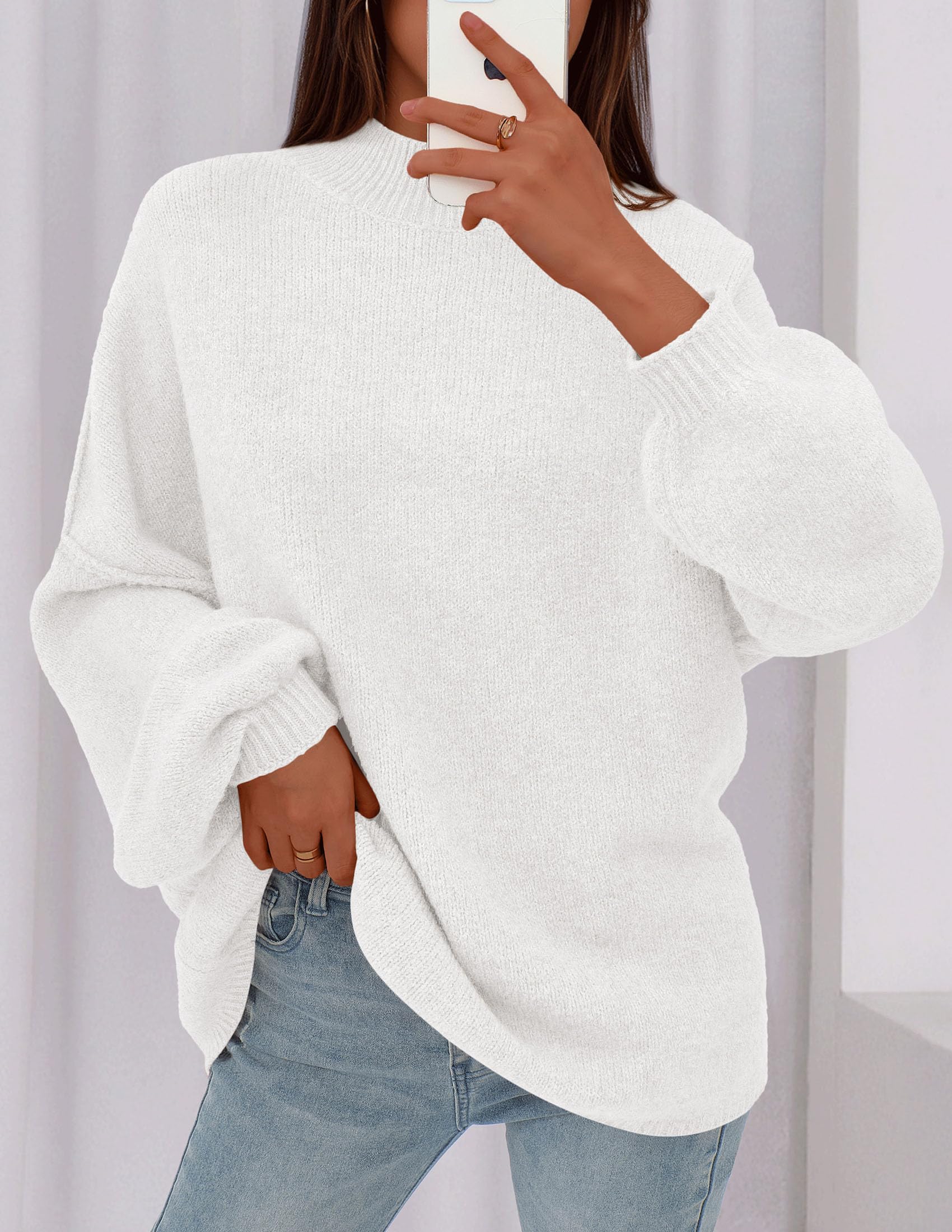 PRETTYGARDEN Women's 2026 Fall Oversized Sweaters Chunky Knit Mock Neck Long Sleeve Casual Trendy Pullover Winter Clothes