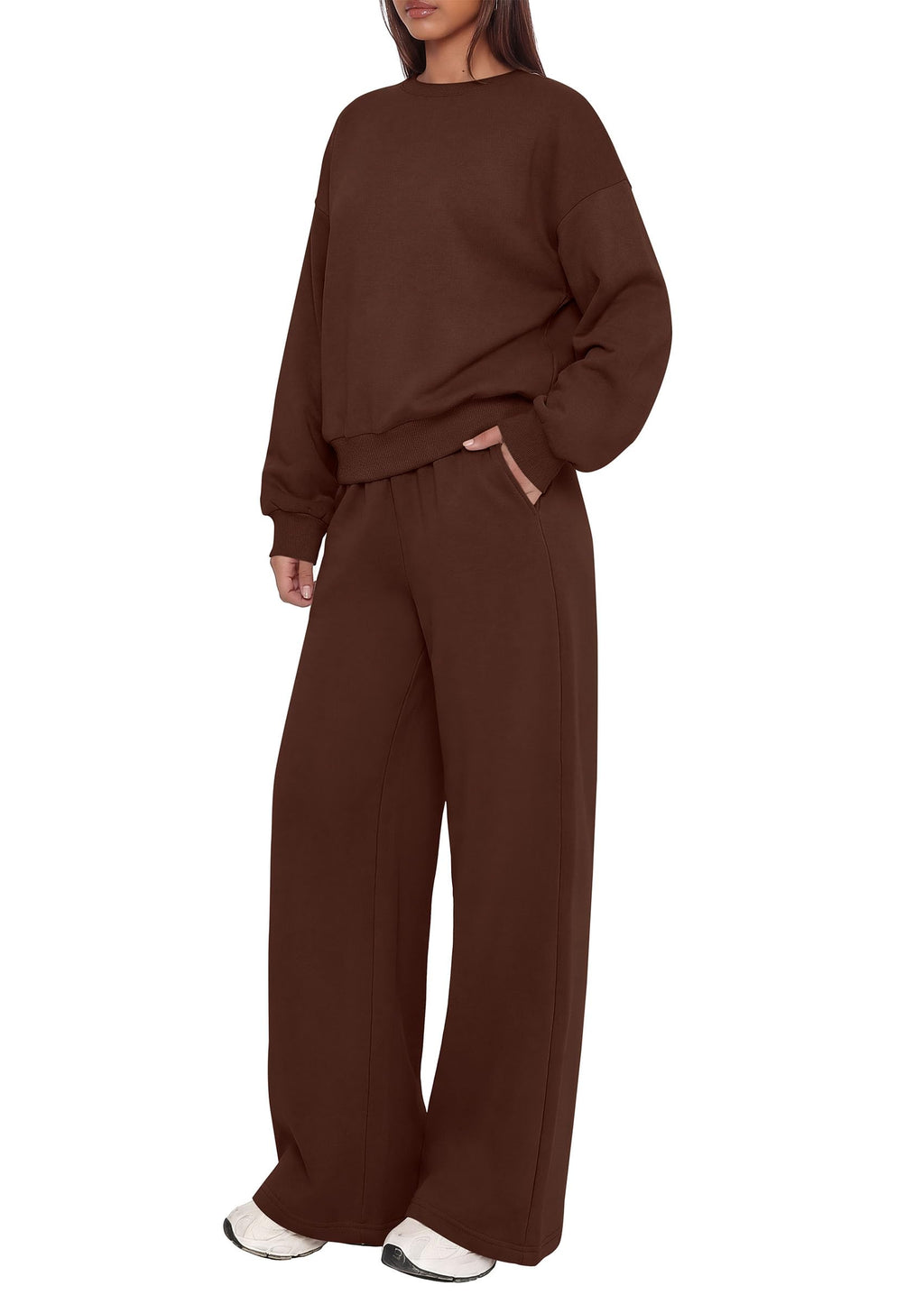 PRETTYGARDEN 2 Piece Lounge Sets for Women Casual Sweatsuits | Soft Fleece Lining,Crew Neck Oversized Sweatshirt & Wide Leg Pants,Workout Airport Matching Set Tracksuit,Fall Winter Outfits