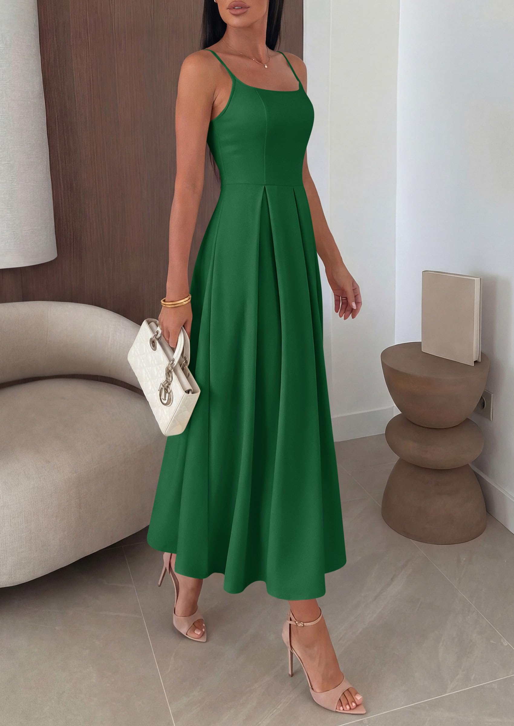 PRETTYGARDEN Cocktail Dresses for Women  Spring Elegant Ruffle A Line Long Flowy Summer Formal Wedding Guest Maxi Dress