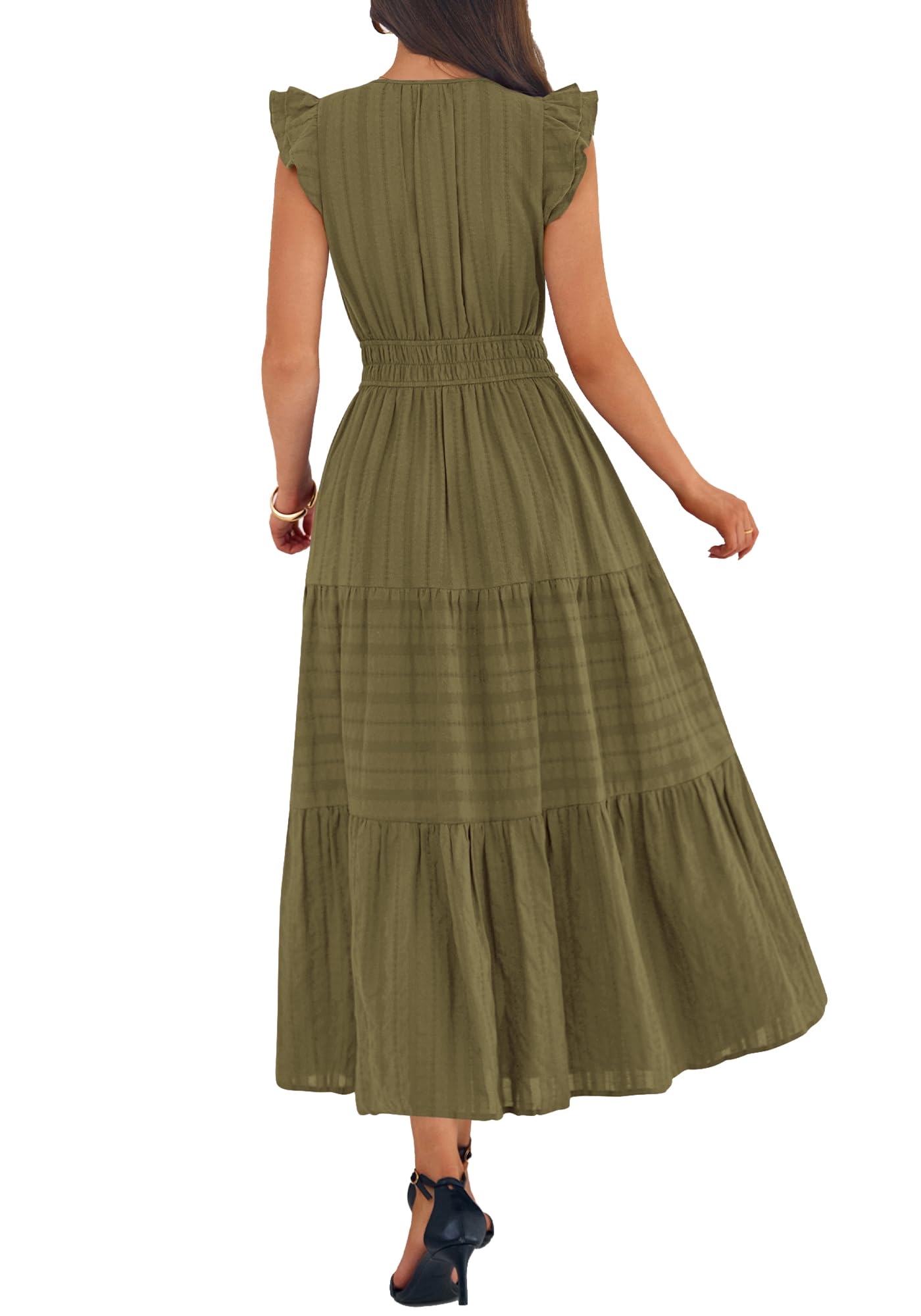 BTFBM Womens Summer Maxi Dress  Spring Boho Vacation Ruffle Flutter Short Sleeve A Line Tiered Flowy Dresses Pockets