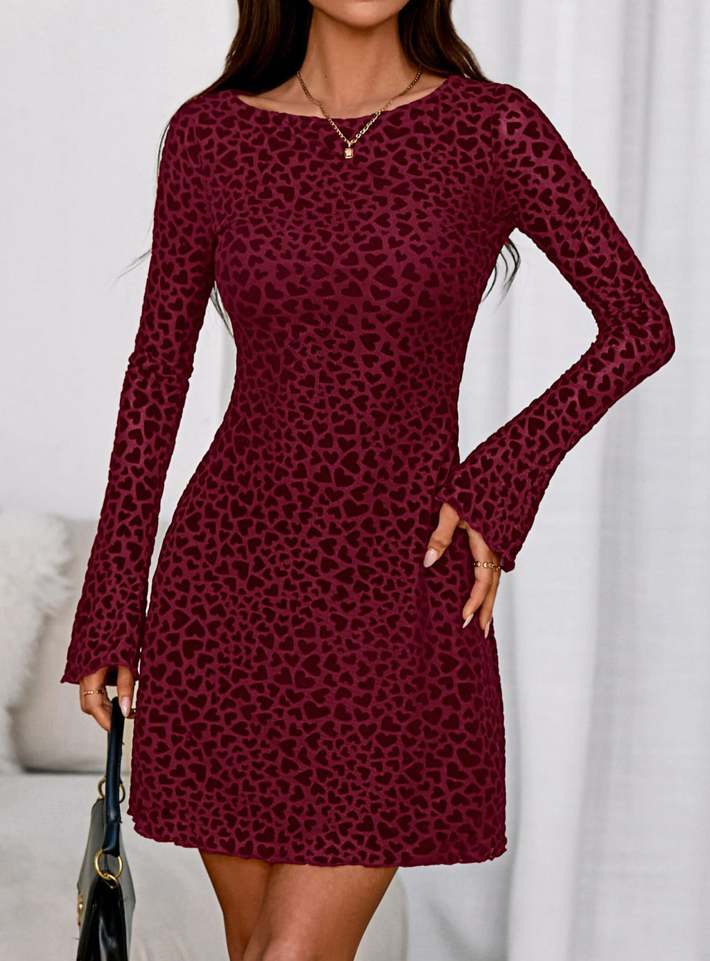 PRETTYGARDEN Women's Fall Fashion Floral Long Sleeve Mini Dress Mesh Bodycon Short Party Date Night Going Out Dresses