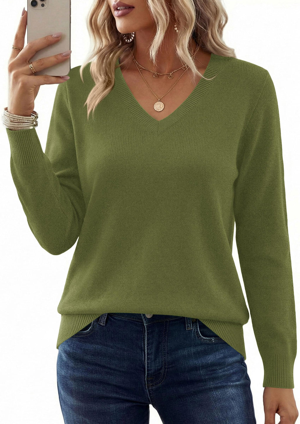 PRETTYGARDEN V Neck Sweaters for Women Cozy Fall Fashion | Soft Knit Loose Tops, Classic Pullover, Basic Layering Shirt for Office Work, Holiday, Casual Outings, Winter Warm Clothes