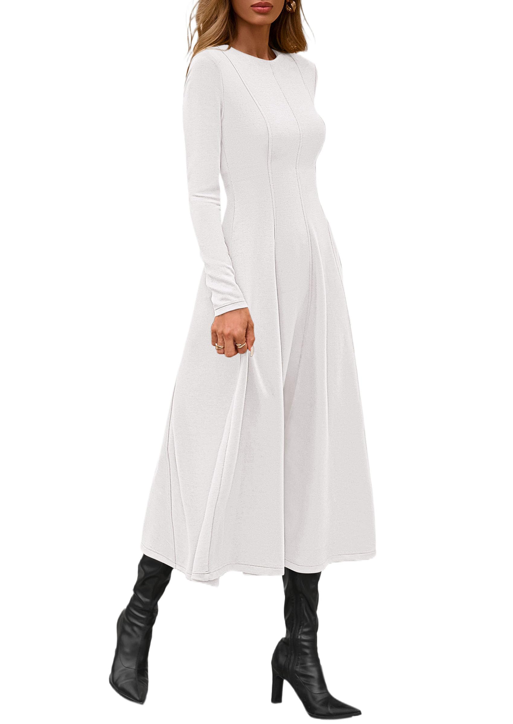 PRETTYGARDEN Cocktail Dresses for Women  Elegant Classy Fall Long Sleeve Midi A Line Flowy Modest Winter Party Dress