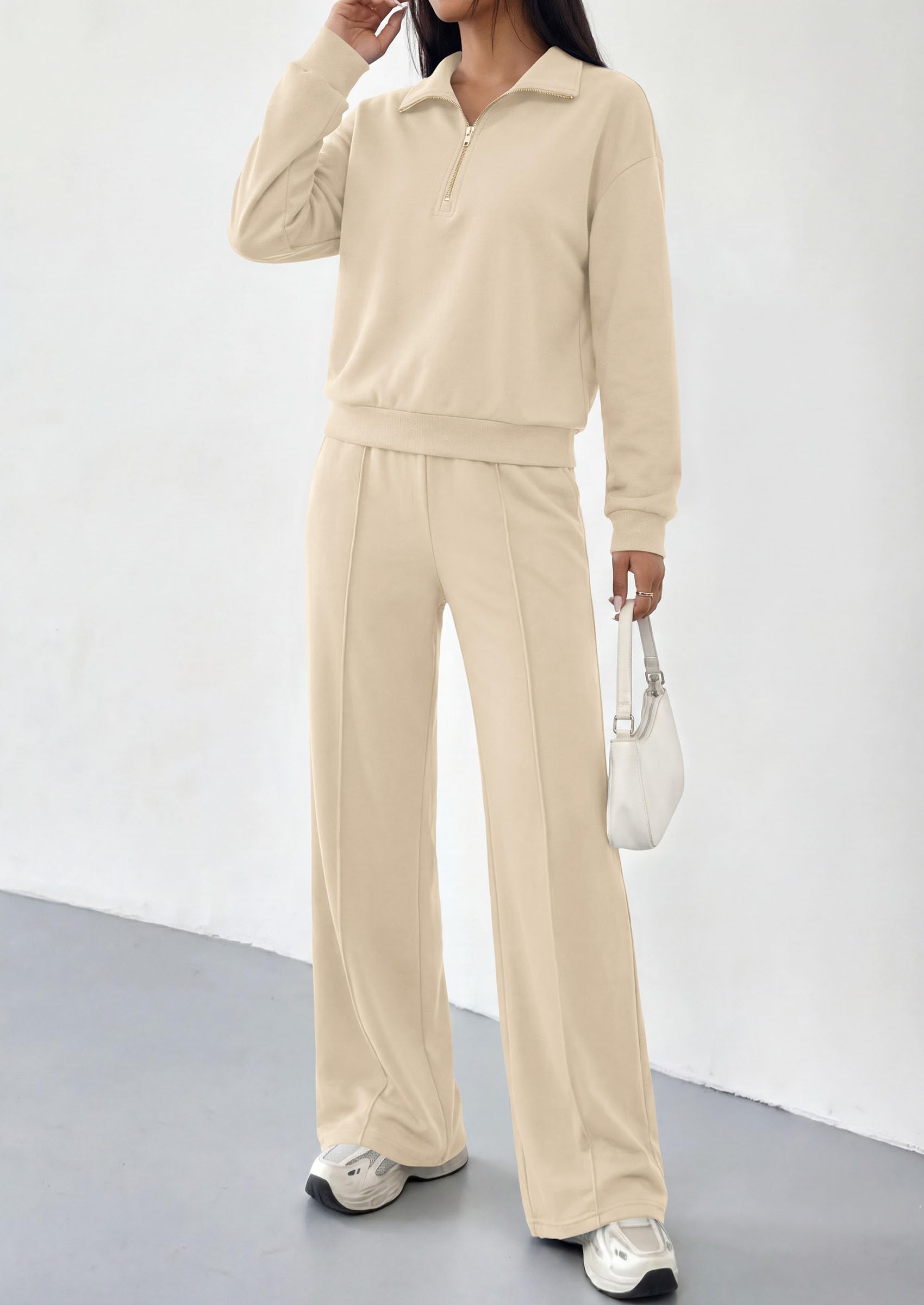 PRETTYGARDEN Women's Lounge Sets 2 Piece Outfits Sweatsuits | Half Zip Pullover Sweatshirts, Wide Leg Pants Pockets, Matching Workout Tracksuits, Airport Travel Resort Wear, Fall Clothes