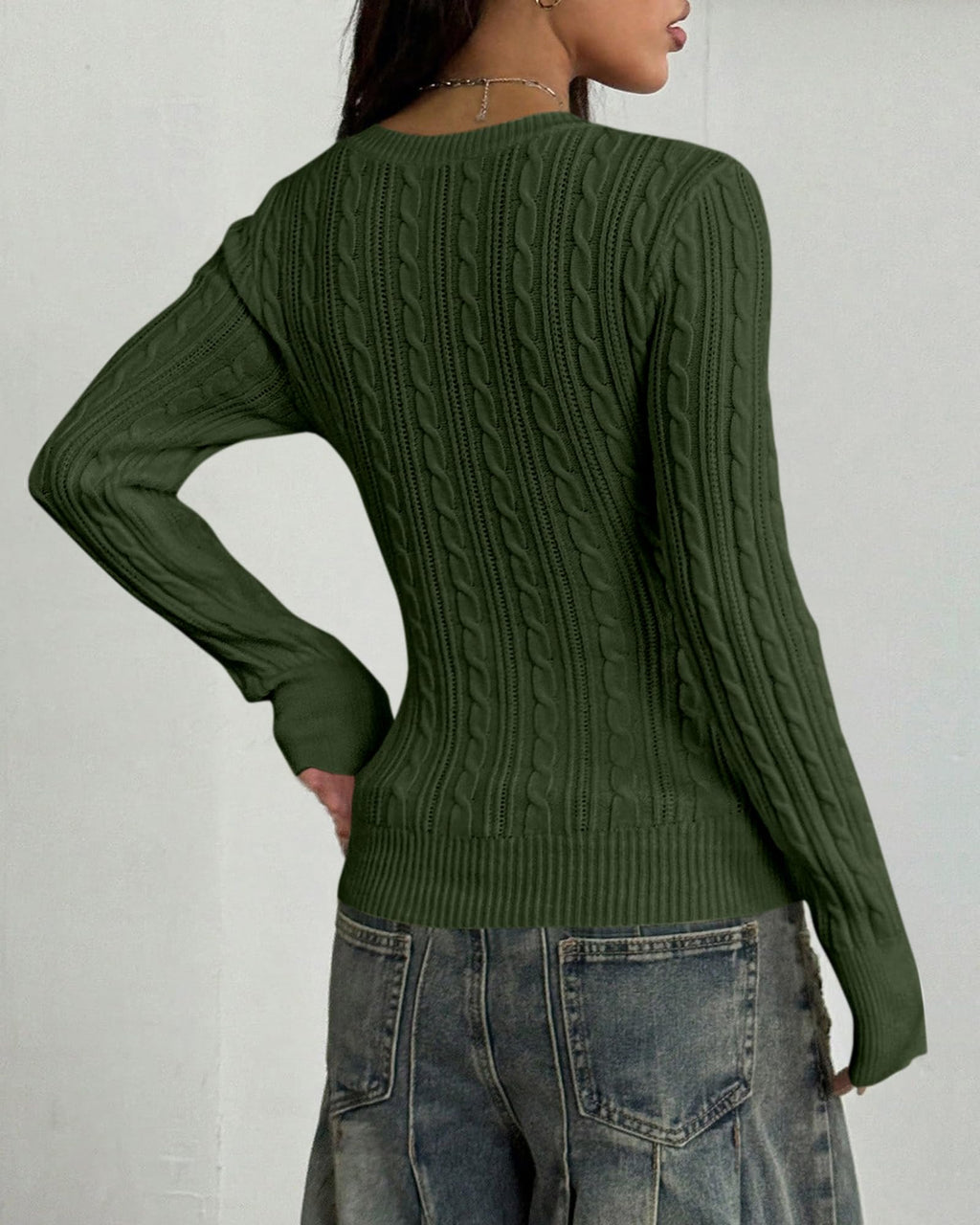 BTFBM Womens Sweaters Cable Knit V Neck Long Sleeve Tops | Lightweight Ribbed Fitted Pullover,Y2K Going Out Top,Basic Tunic Daily Wear Fall,Dressy Work Business Casual Outfits