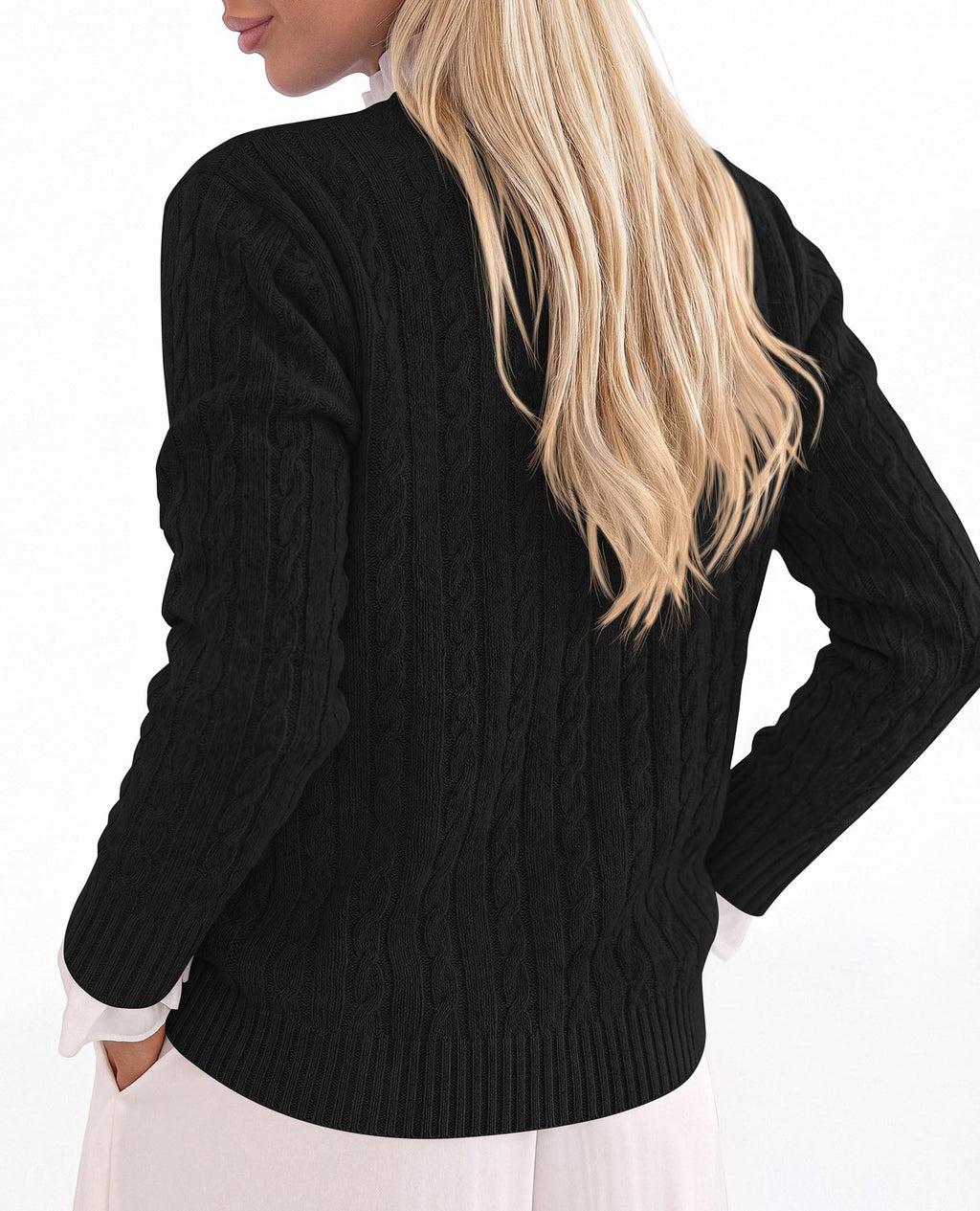 PRETTYGARDEN Women's Cable Knit Sweaters Long Sleeve Pullover Fall Outfits Soft Cozy Knit Tops, Ribbed Crewneck Regular Fit, Basic Daily, Work Business Casual, Teacher Outfits, Winter Layer Clothing