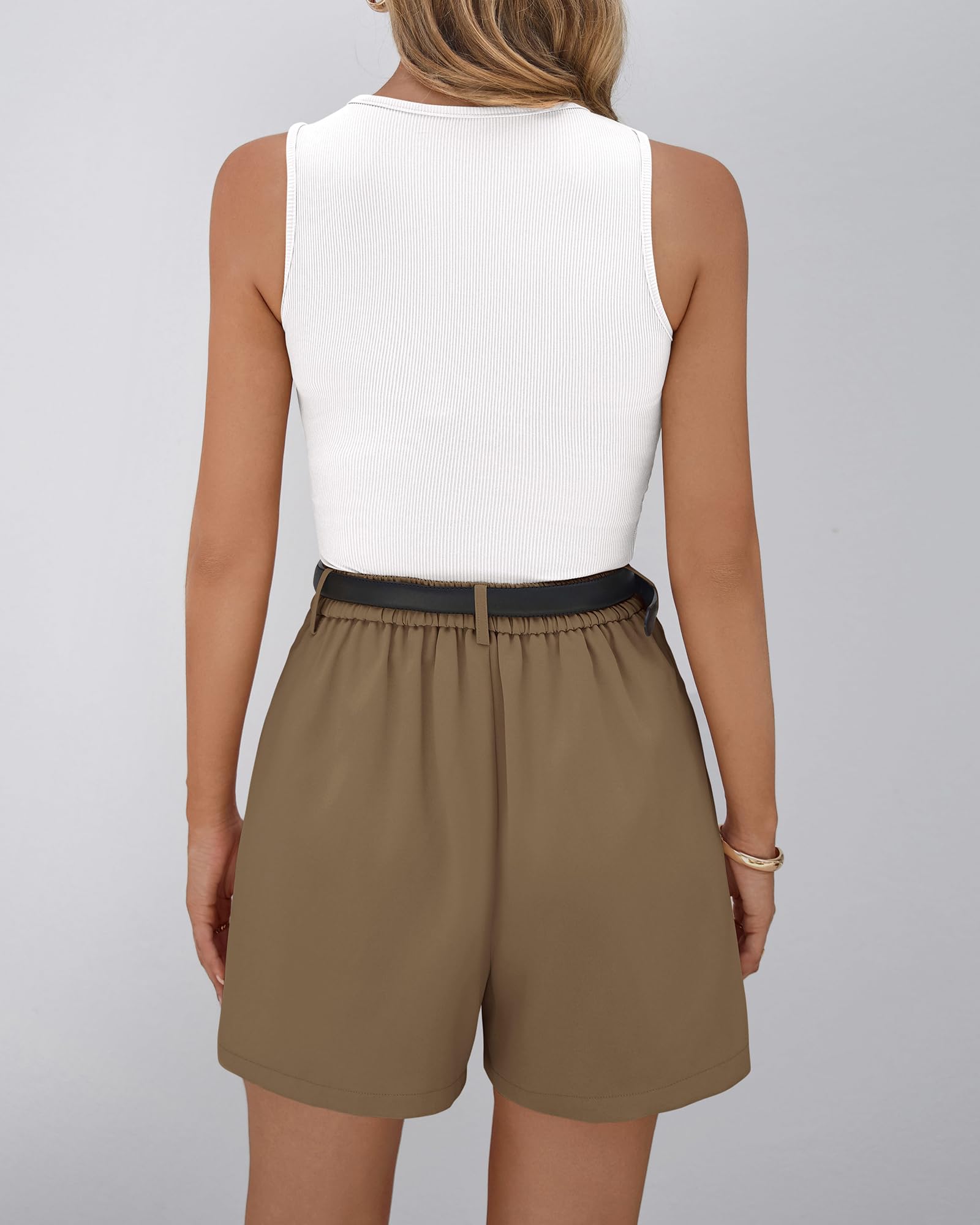 BTFBM 2 Piece Sets for Women Summer Sleeveless Matching Short Sets Tank Crew Neck Airport Travel Outfits Pockets