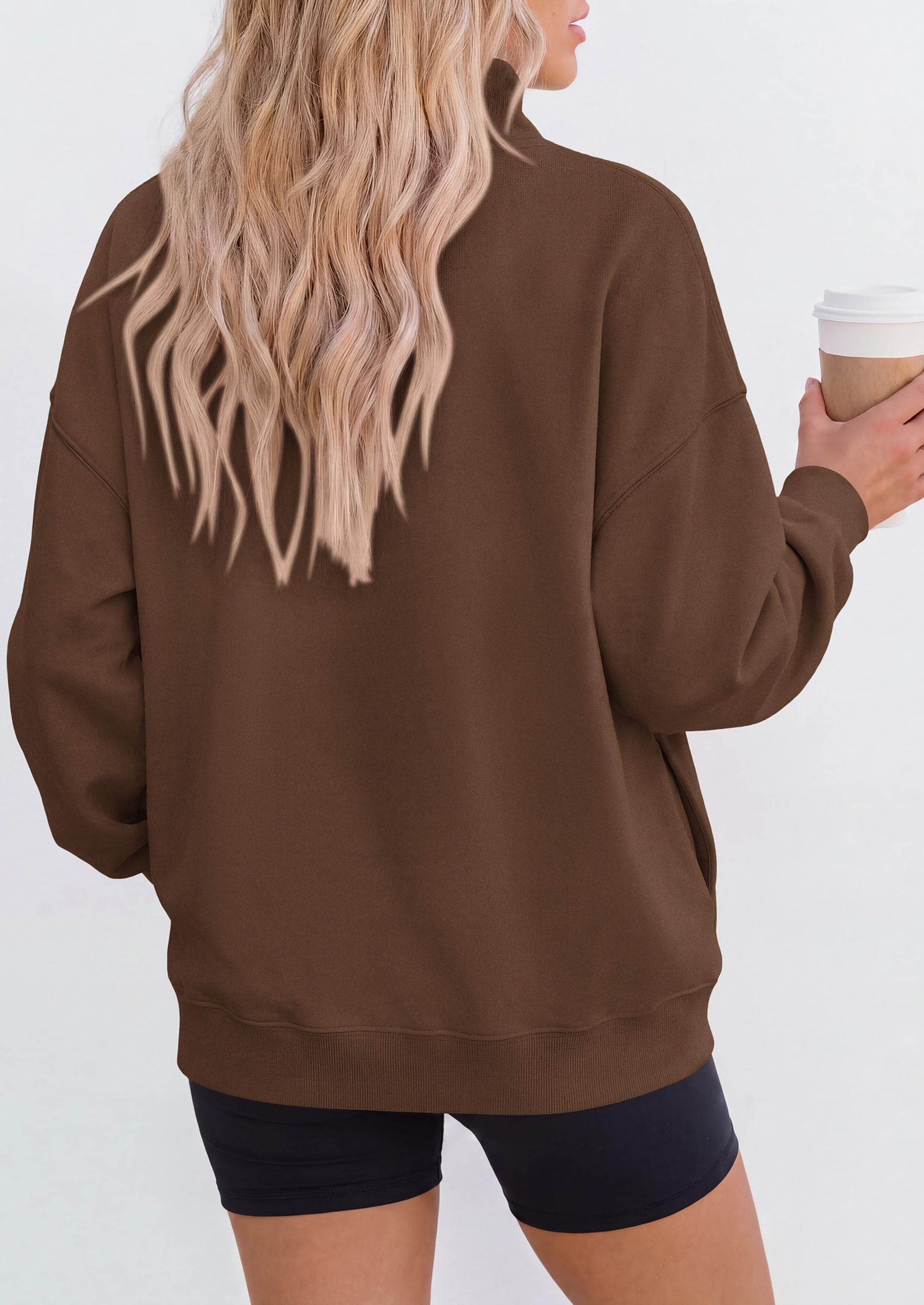 PRETTYGARDEN Womens Mock Neck Sweatshirt Oversized Pullover Loose Fit,Side Pockets,Long Sleeve Drop Shoulder Tops,Casual Lounge Work Travel Airport Outfits,Fall Fashion Winter Clothes