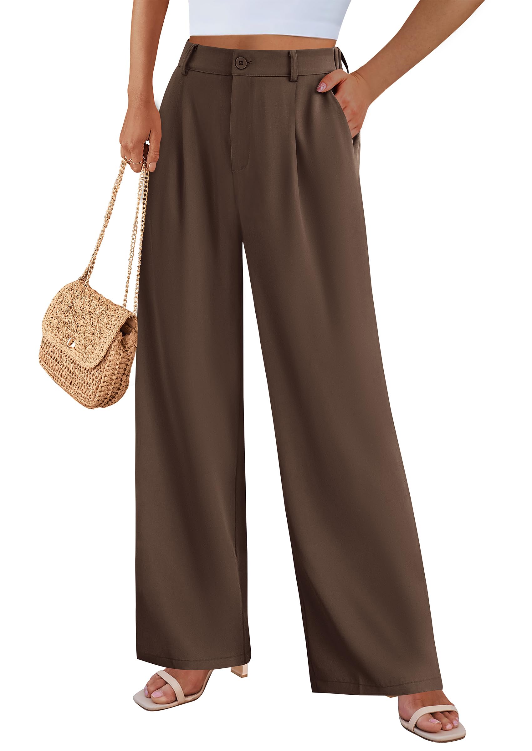 PRETTYGARDEN Wide Leg Pants for Women Trendy Fall High Waisted Business Casual Outfits Work Pant Trousers