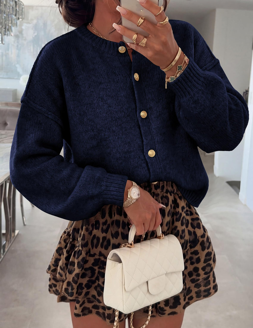 PRETTYGARDEN Women's Button up Chunky Knit Cardigan Sweaters Crew Neck, Long Sleeve, Oversized Sweaters, Relaxed Fit, Soft Cozy Casual Outerwear, Fall Outfits, Winter Fashion Clothing