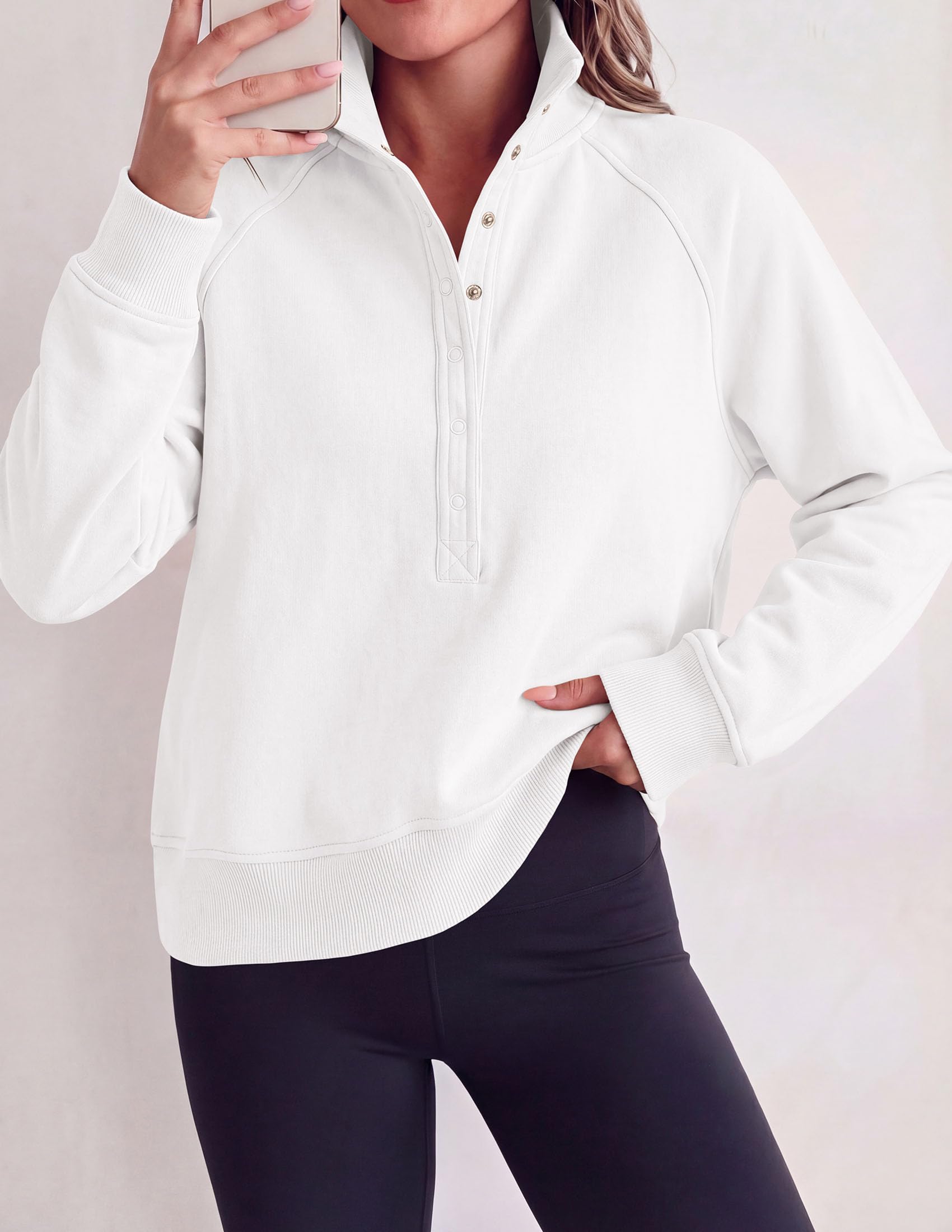 PRETTYGARDEN Women's Fall Trendy Oversized Sweatshirts Comfy Ribbed Fabric, Raglan Long Sleeve Collared, Button Up Henley Pullover Blouse, Casual Workout Tops, Y2K Fashion Clothing