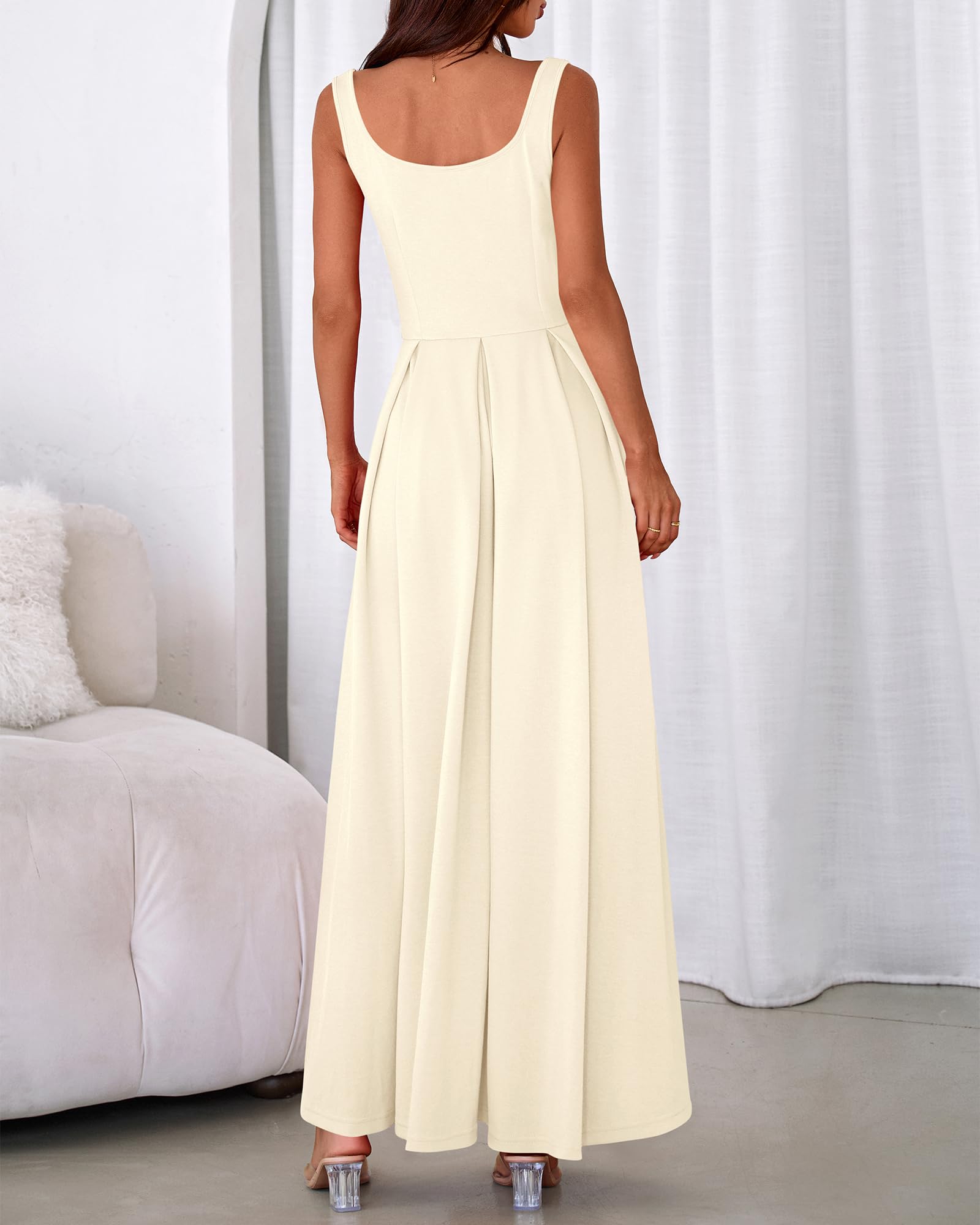 BTFBM Women Summer Square Neck Maxi Dress Spring Elegant Classy Sleeveless Formal Wedding Guest Cocktail Dresses