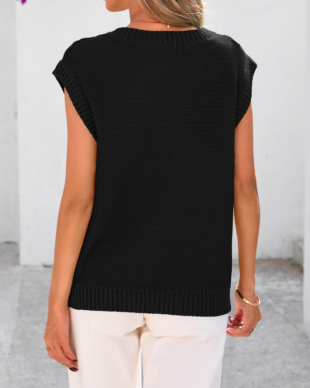 FreshPretty Sweater Vest Women Oversized V Neck Cable Knit Casual Pullover Sweaters Fall Outfits Sleeveless Tops