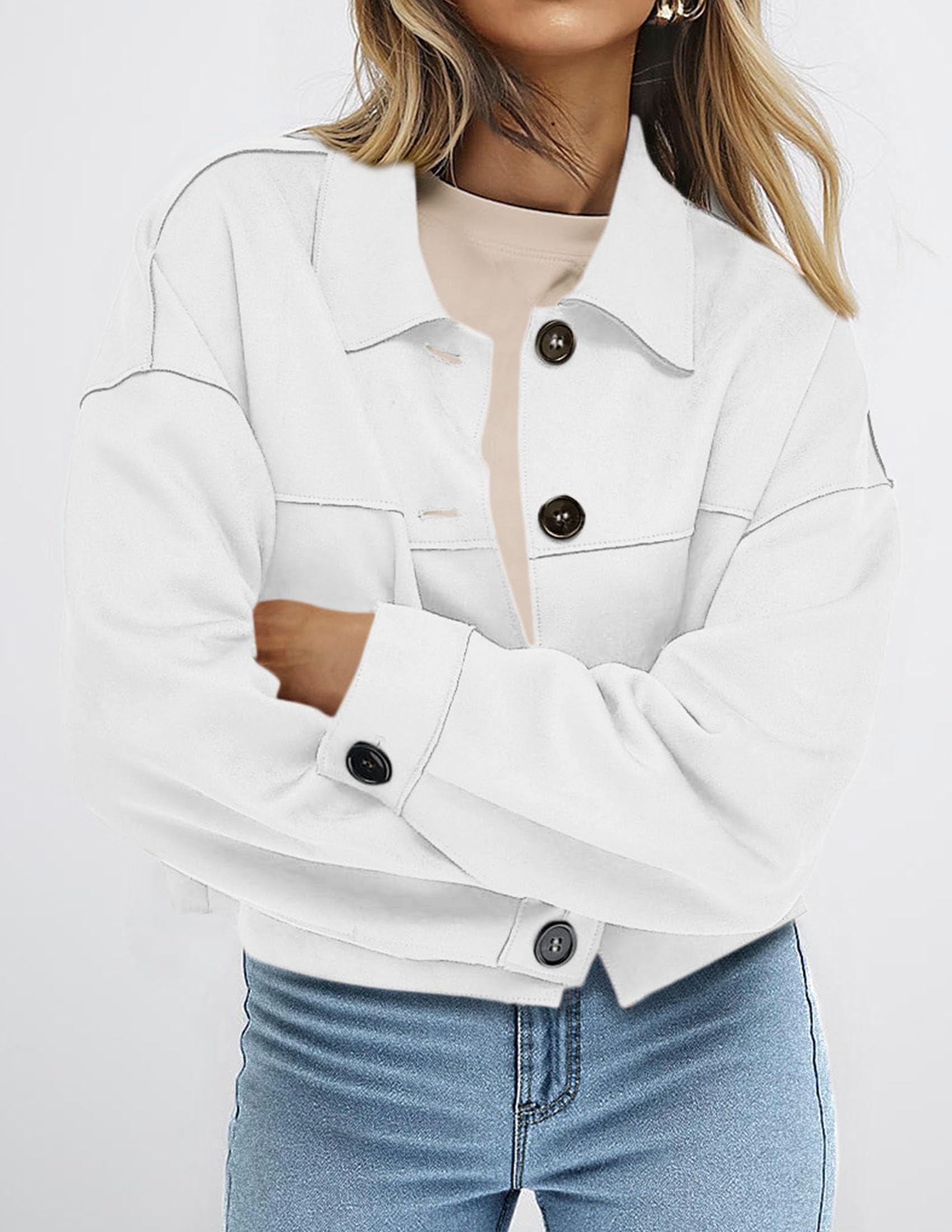 PRETTYGARDEN Women's Faux Suede Cropped Jacket Casual Lightweight Fall Fashion Winter Coats Outerwear Trendy Clothes