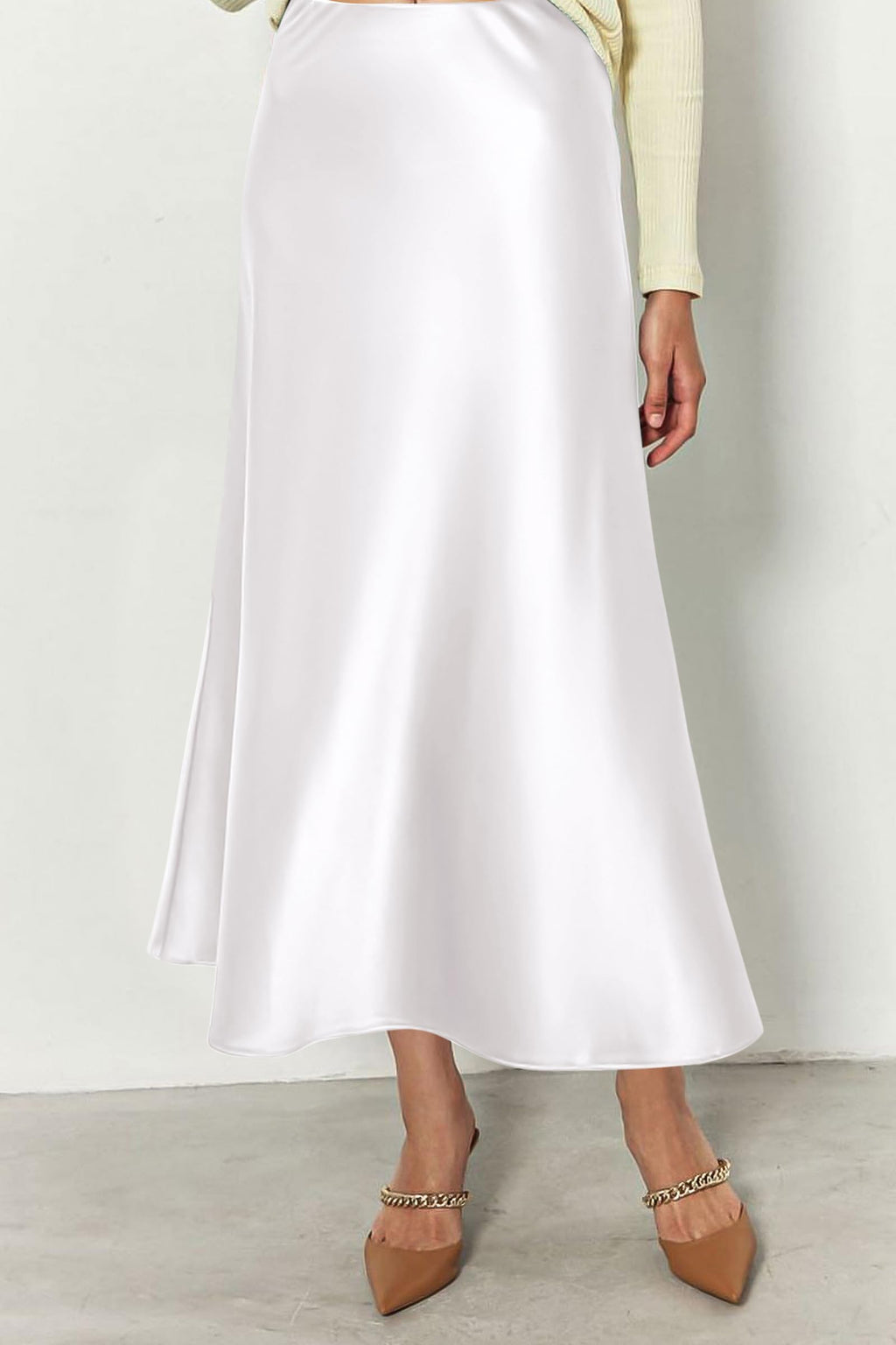 PRETTYGARDEN Women's Satin Skirts Dressy Casual Fall High Waisted Cocktail Wedding Flowy Elegant A Line Midi Skirt