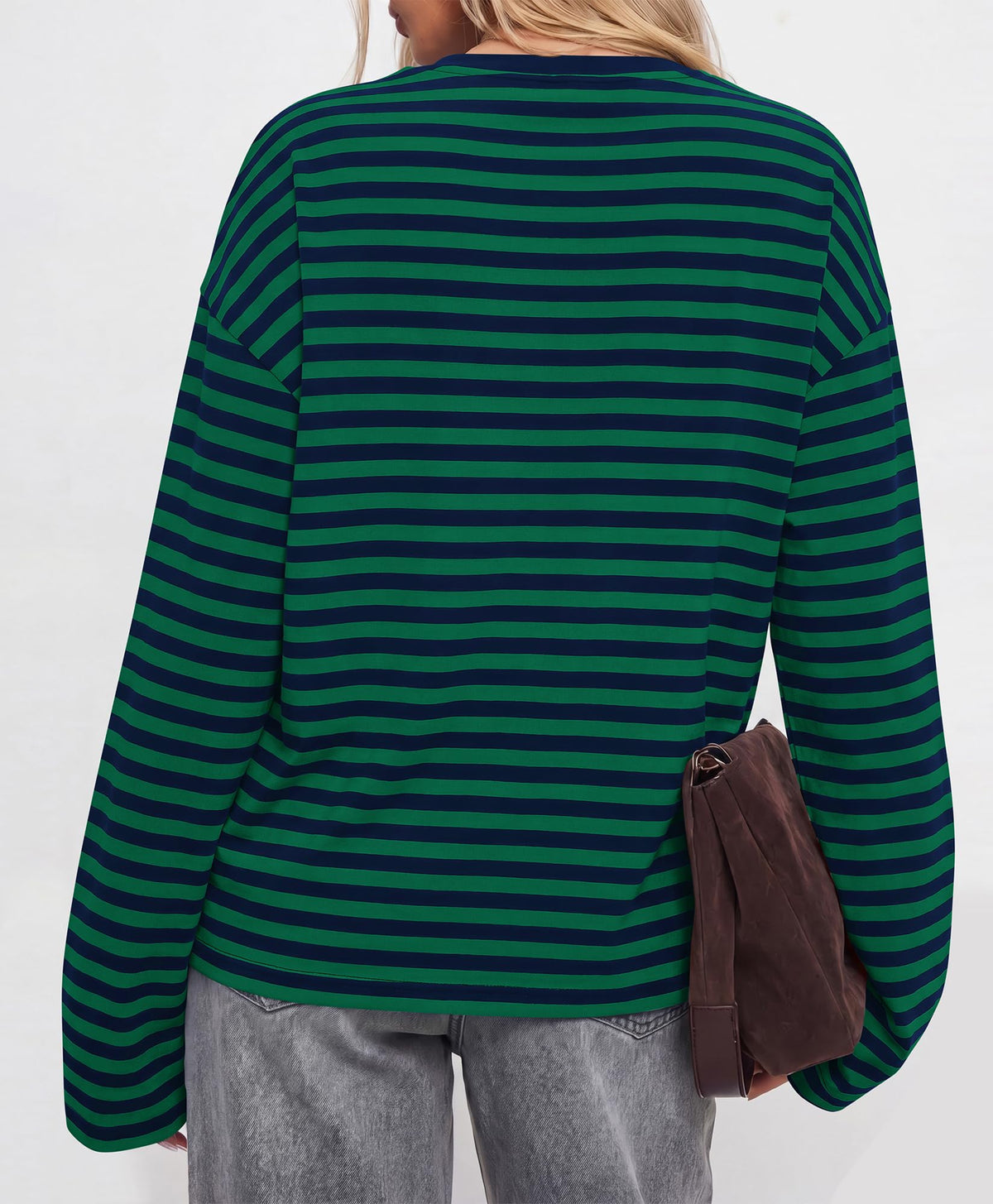 BTFBM Womens Long Sleeve Tops Fall Fashion | Lightweight, Crew Neck, Oversized Striped Shirt Women, Y2k Clothes, Vacation Travel Outfits, Going Out Top, Winter Layering